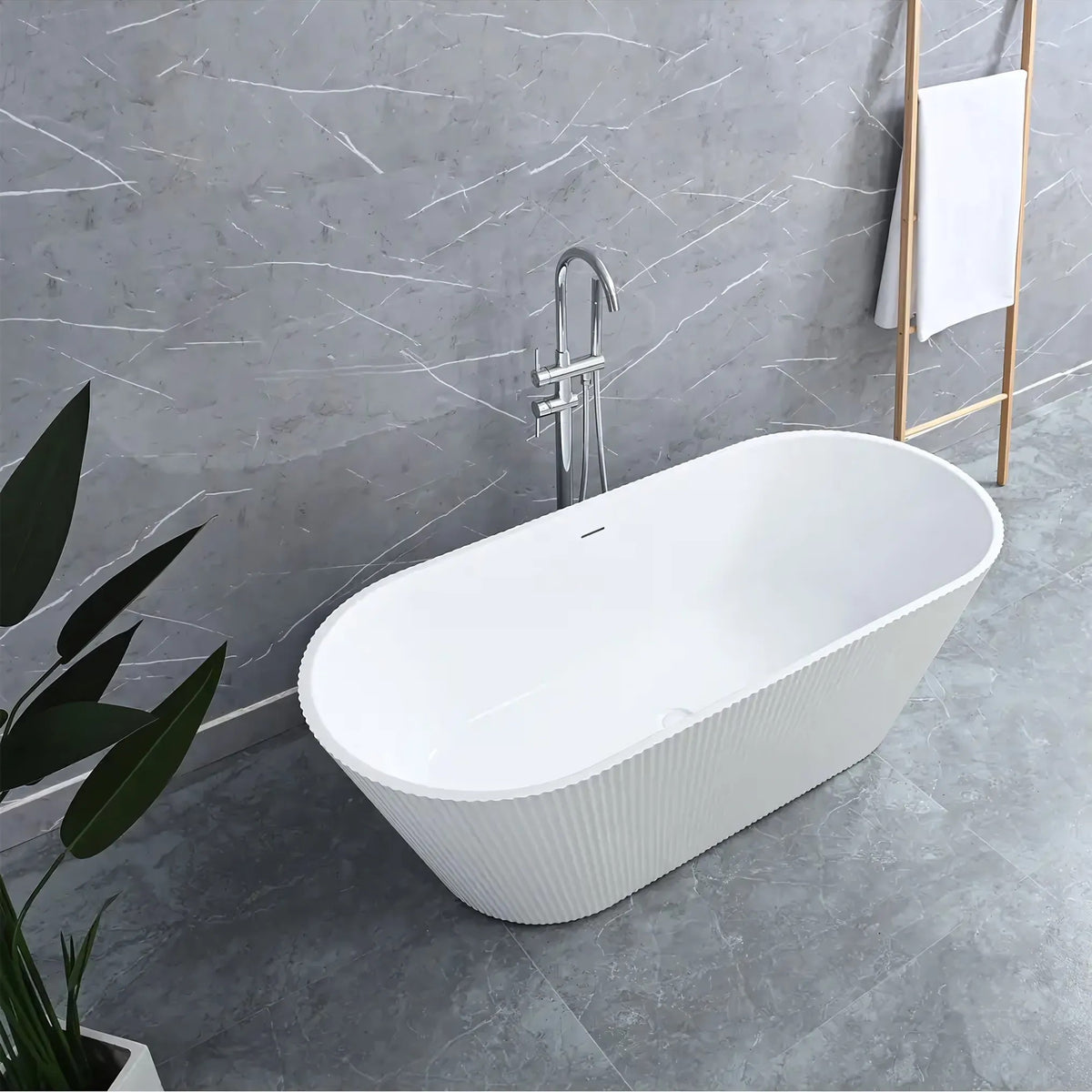 Cadă Acrilică Freestanding OFELIA 170 Capac Dop Negru 6