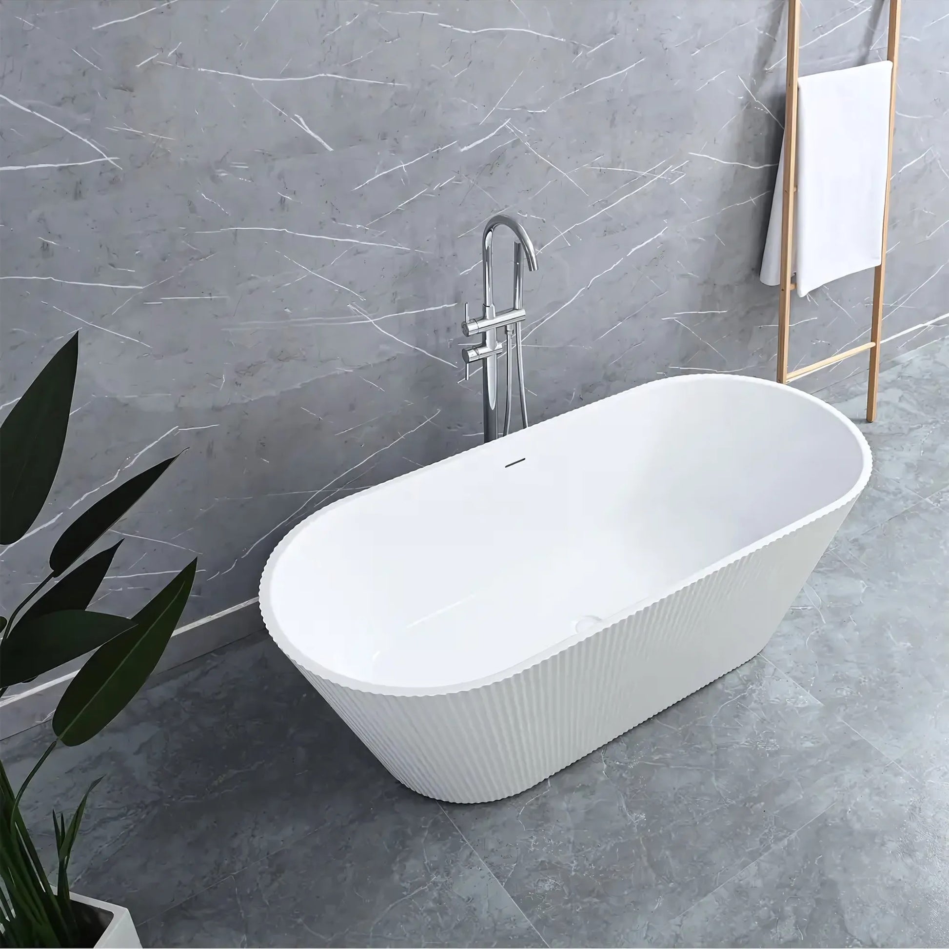 Cadă Acrilică Freestanding OFELIA 170 Capac Dop Negru 6
