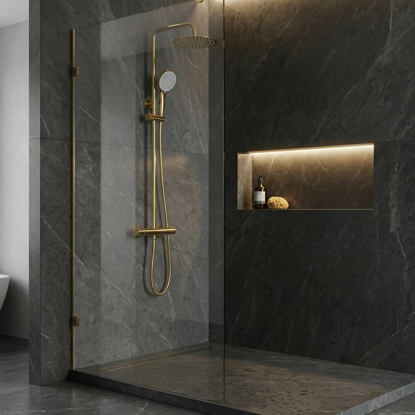 Set de duș fără pipă cu termostat Rea Lungo Gold  6