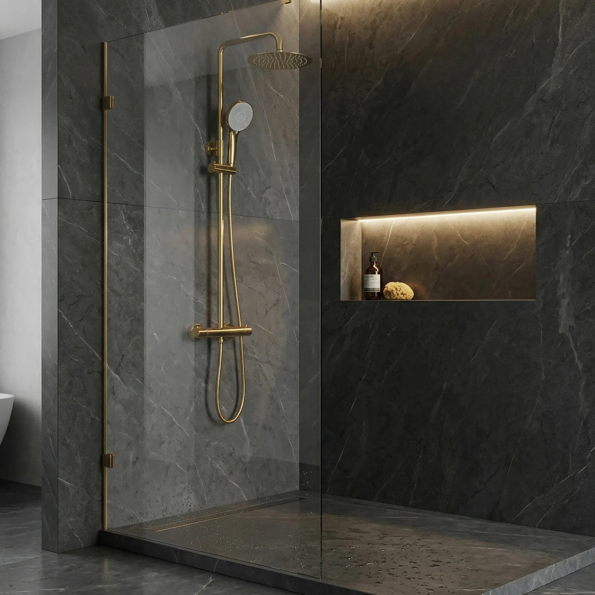 Set de duș fără pipă cu termostat Rea Lungo Gold  6
