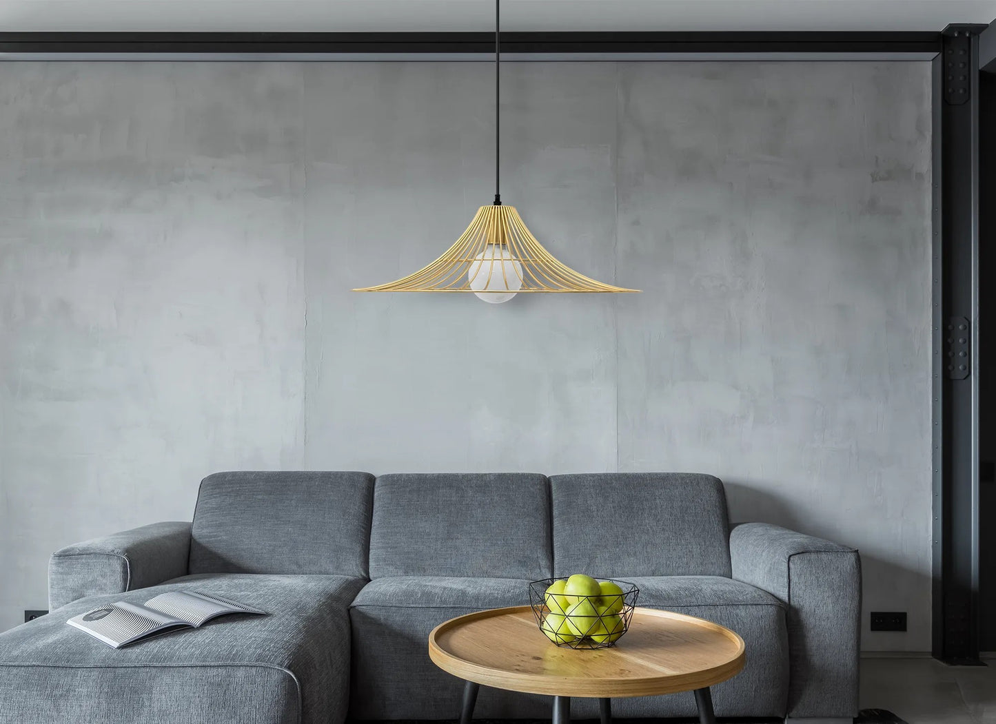 Lămpa de tavan suspendata plata rotunda Loft auriu APP499-1CP  6
