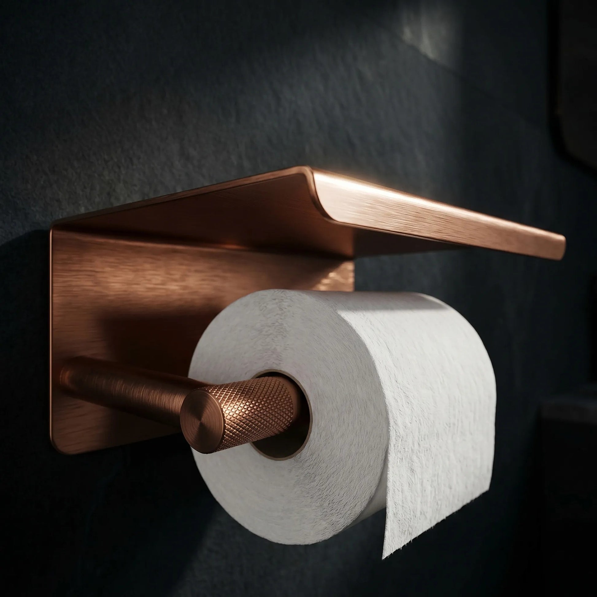 Suport pentru hârtie igienică cu poliță 6613 Modern Copper Brush  6
