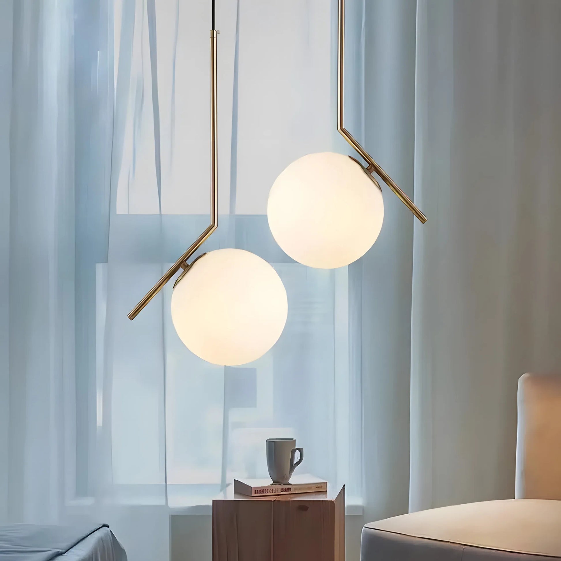Lampă de tavan suspendata din sticlă aurie alba G106-1W Gold White  6