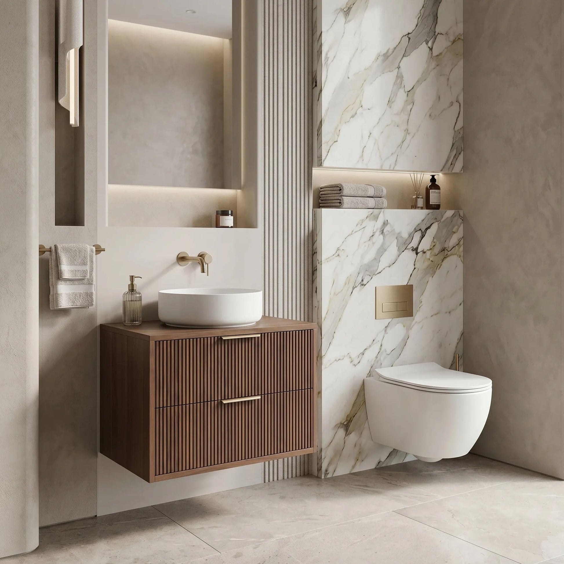Dulap baie pentru lavoar Rea Mono 60cm Brown  6