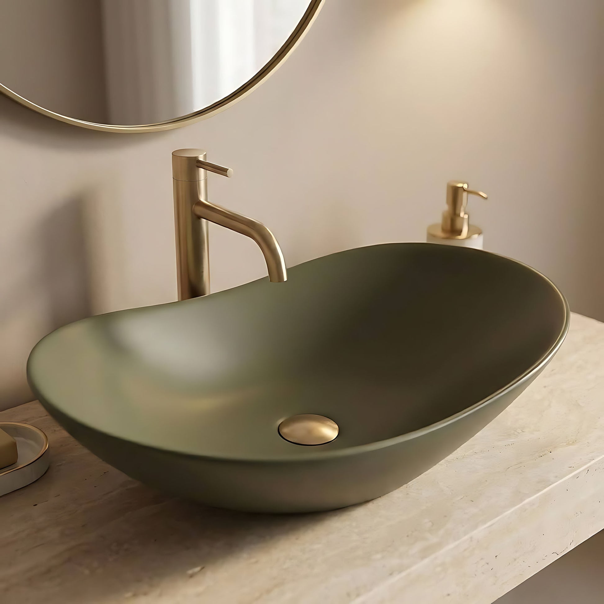 Lavoar pentru blat Rea Royal Olive Matt  9