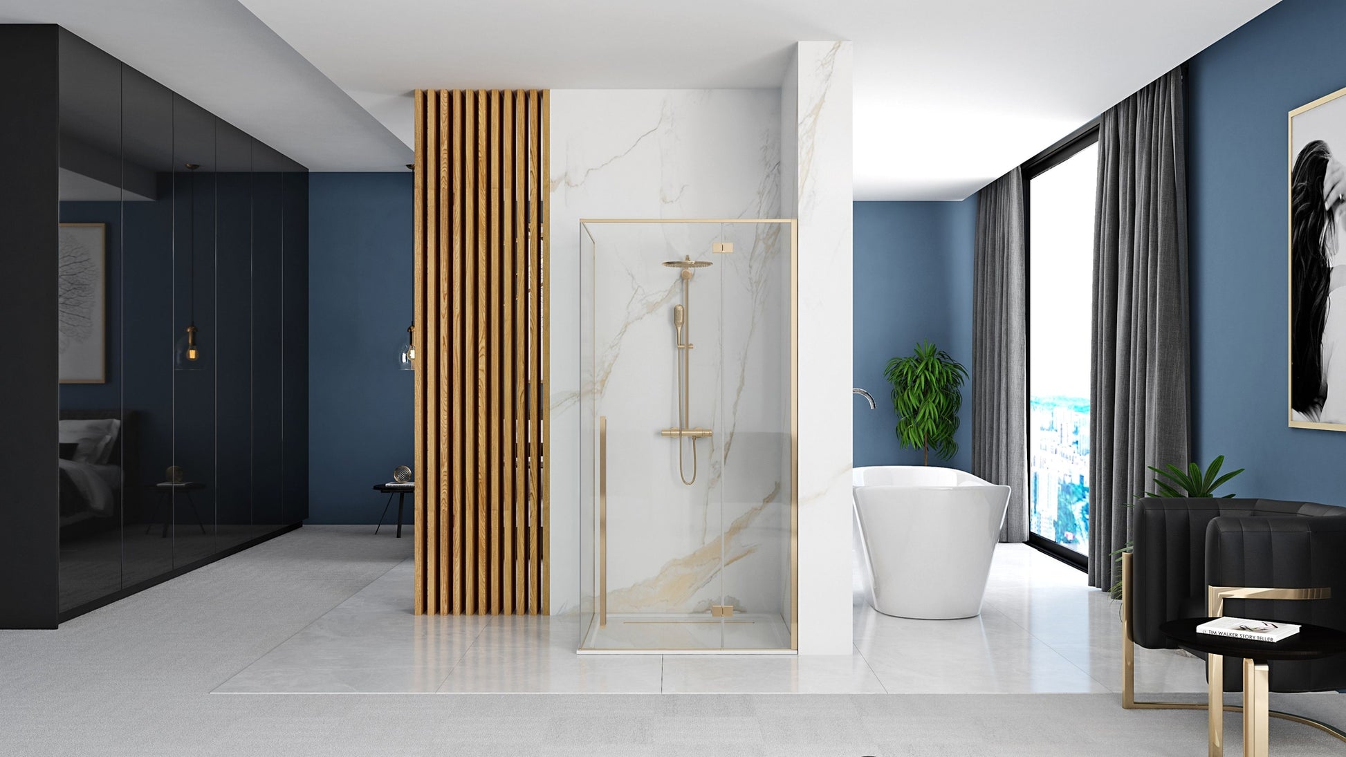Cabina de dus Fargo 100x80 Gold cu cadita Savoy 4