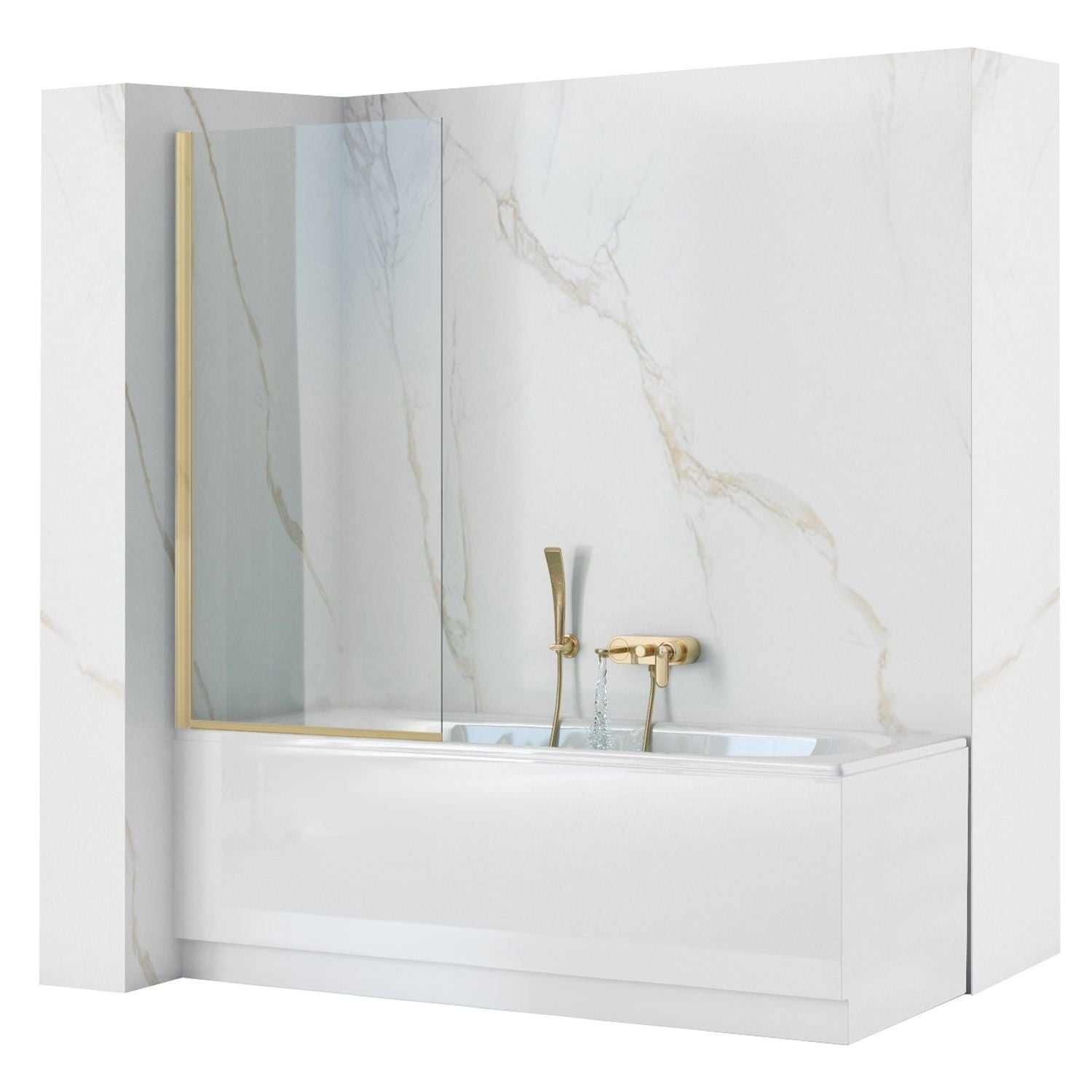 Paravan de baie Rea Elegant Gold Brush 70 1