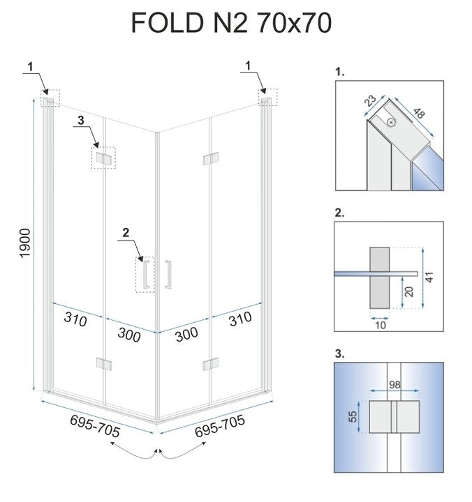 Cabina de dus pliabil Rea Fold N2 90 x 90 cm 9