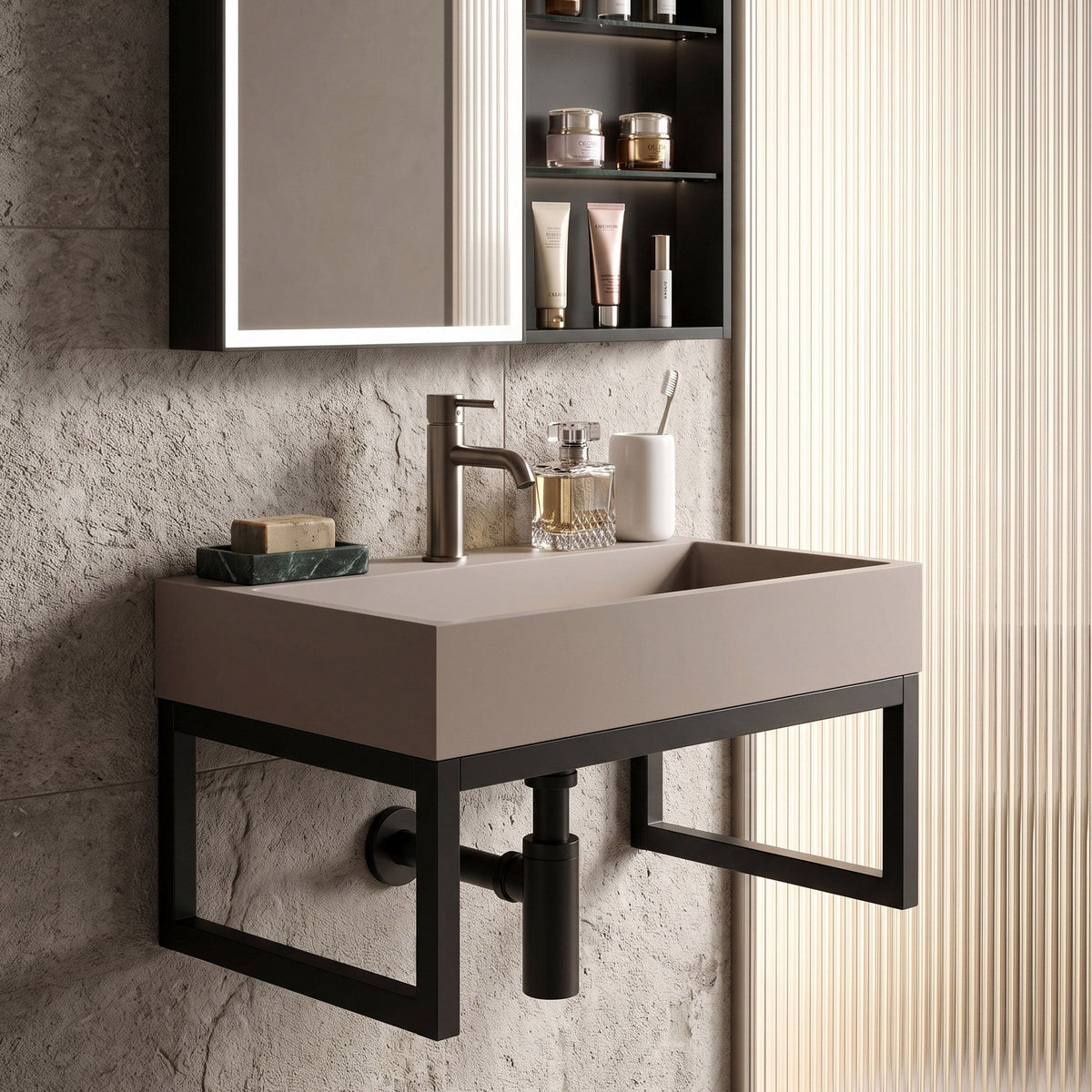 Lavoar Din Compozit Rea GOYA TAUPE 50CM + Cadru 2