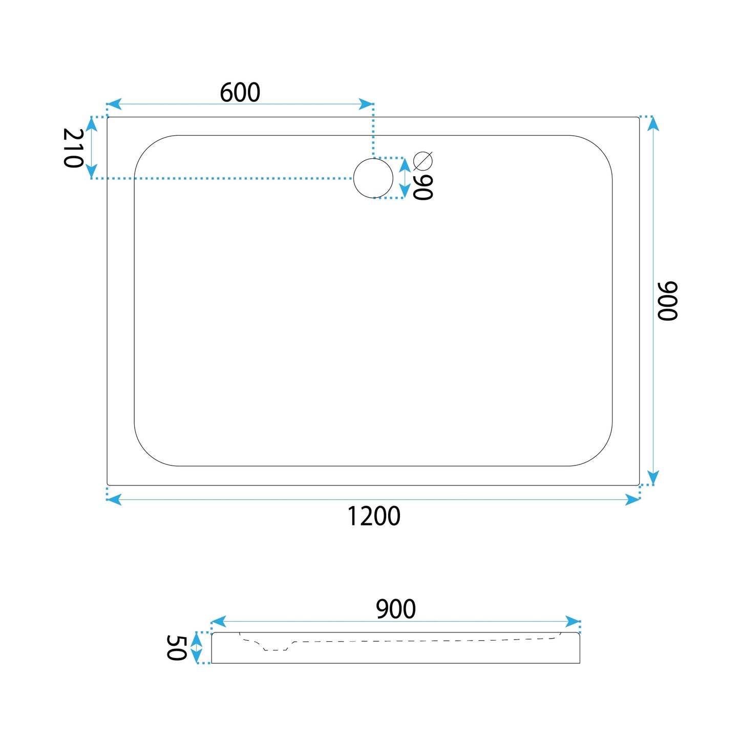 Cada Pentru Dus Din Acril Rea Belmond White 90x120  5