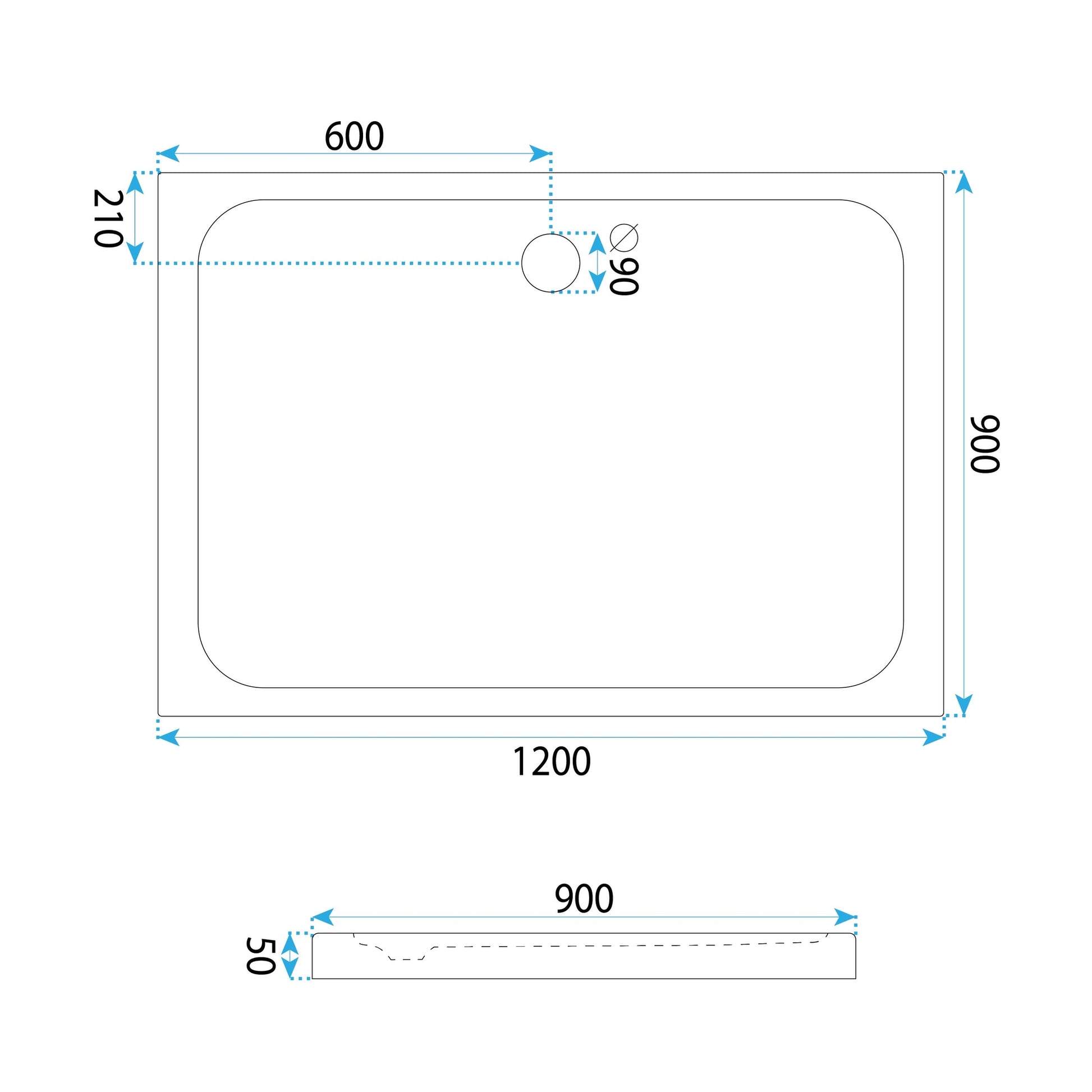 Cada Pentru Dus Din Acril Rea Belmond White 90x120  5