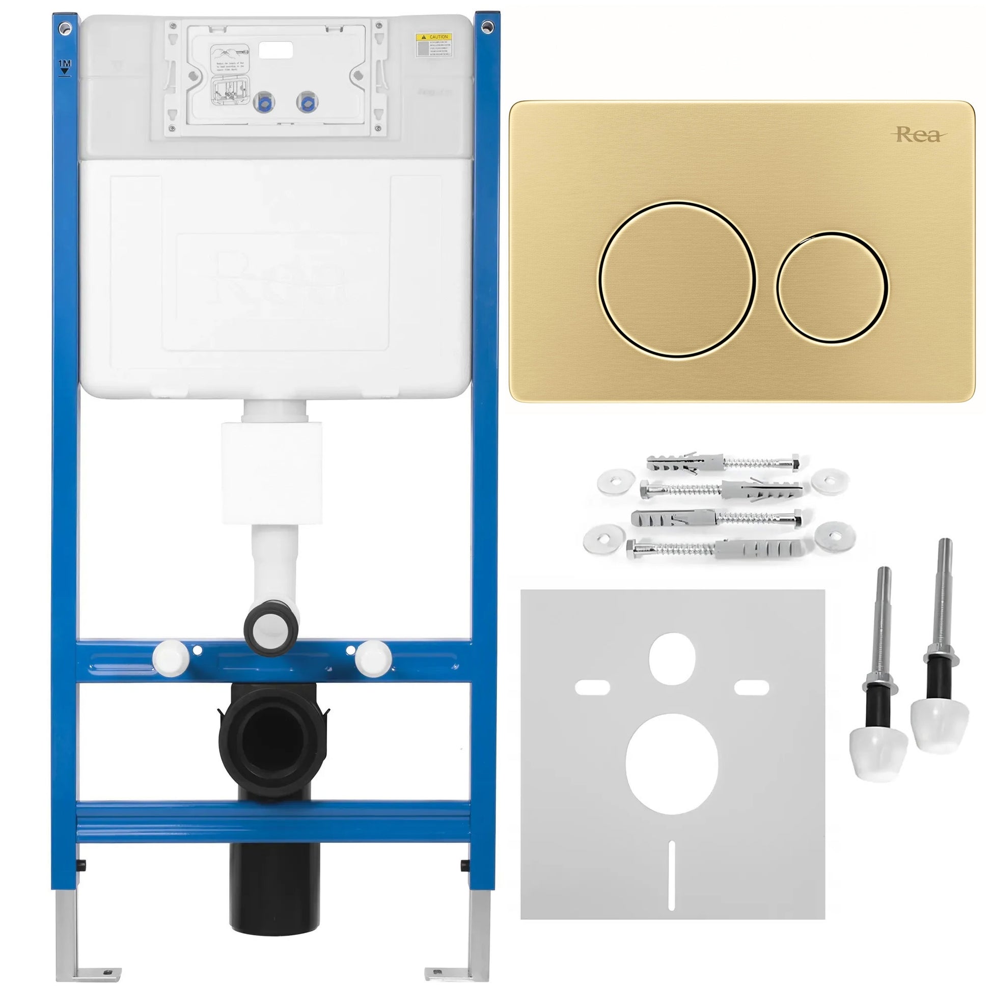Cadru Wc Încastrat Rea Cu Buton I Brush Gold  1
