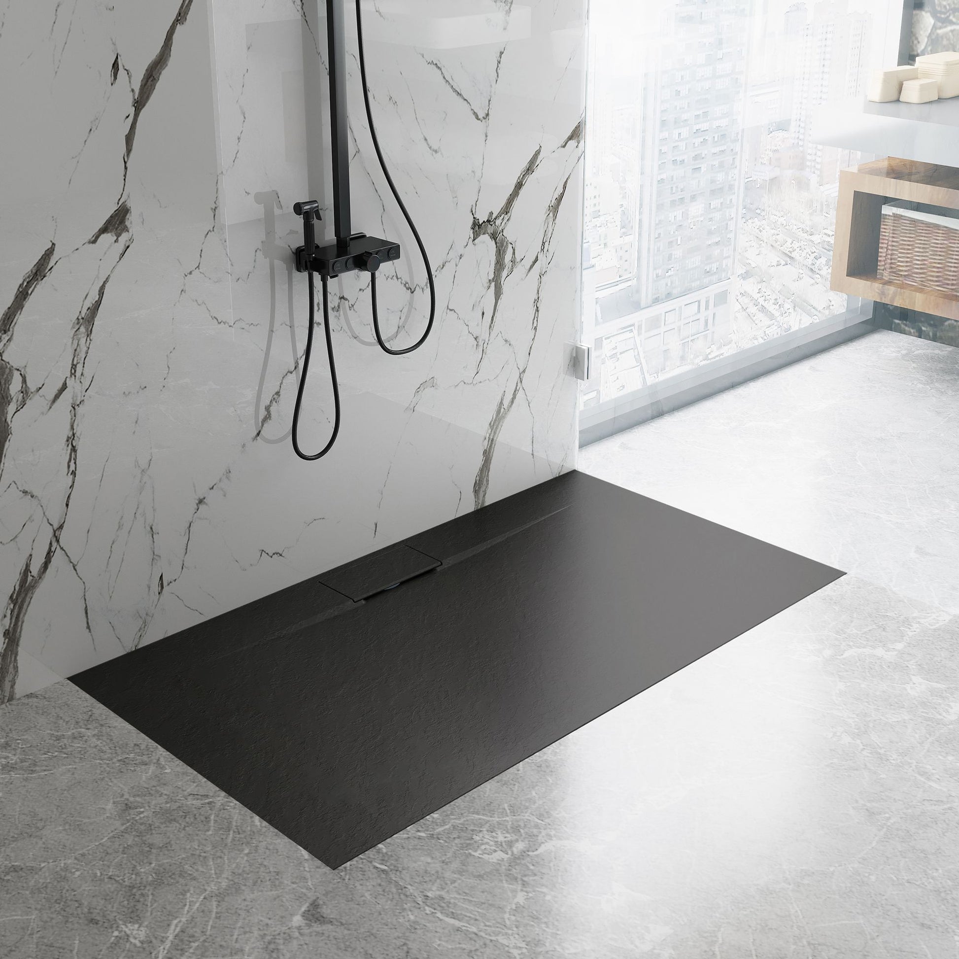 Cadita de dus Bazalt long negru 80x120  3