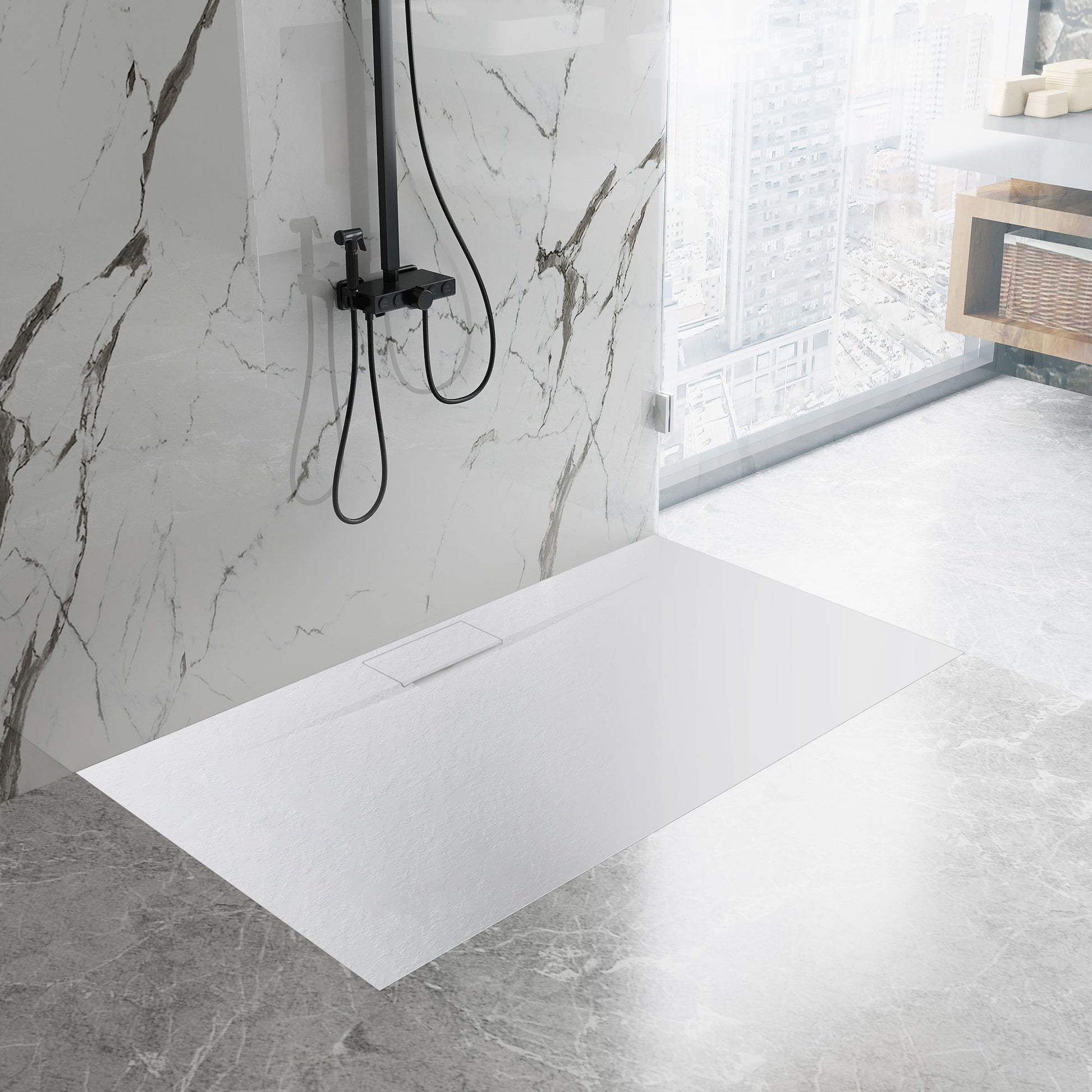 Cadita de dus Bazalt Long White 80x120  4