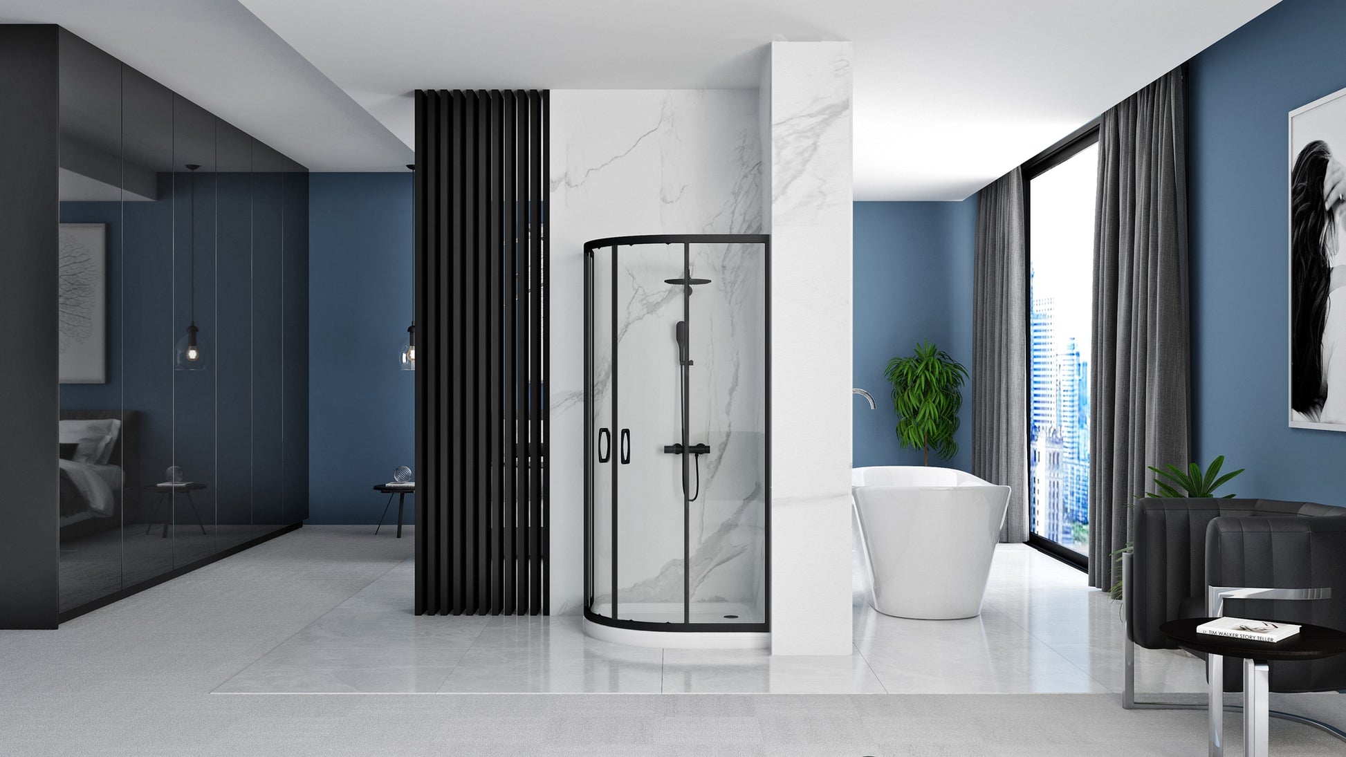 Cabina dus REA Look Black 80x80 Fără cădiță de duș 3