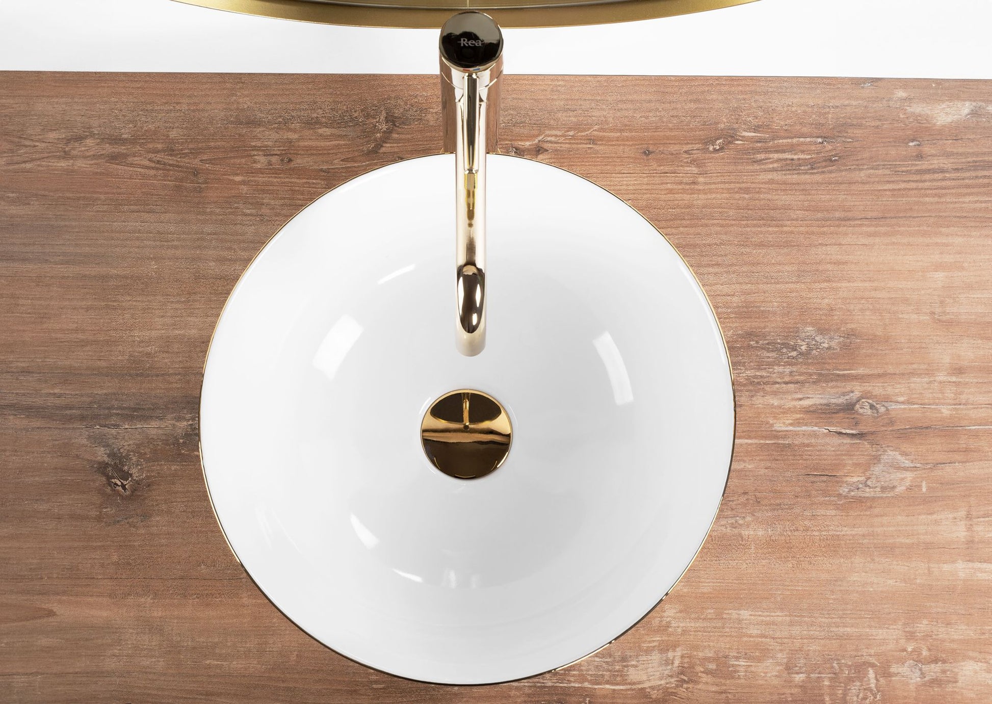 Lavoar pentru blat Rea Stella White gold edge 4