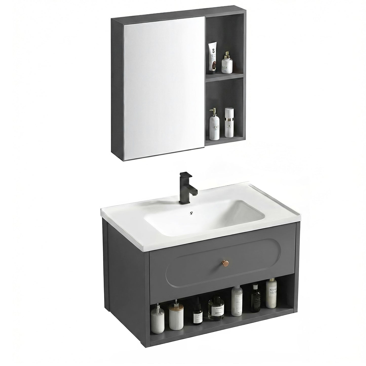 Set mobilier de baie cu lavoar River 60cm Grey  7