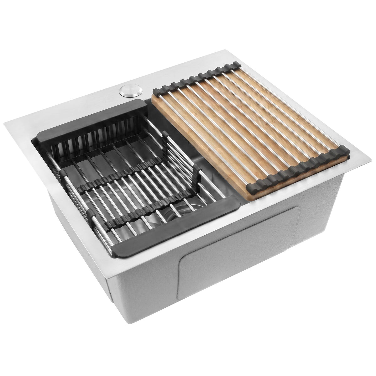 Chiuvetă Din Oțel Cu Set De Accesorii 3 Buc. REA Leo 50 Brush Nickel Accesorii Negre 1
