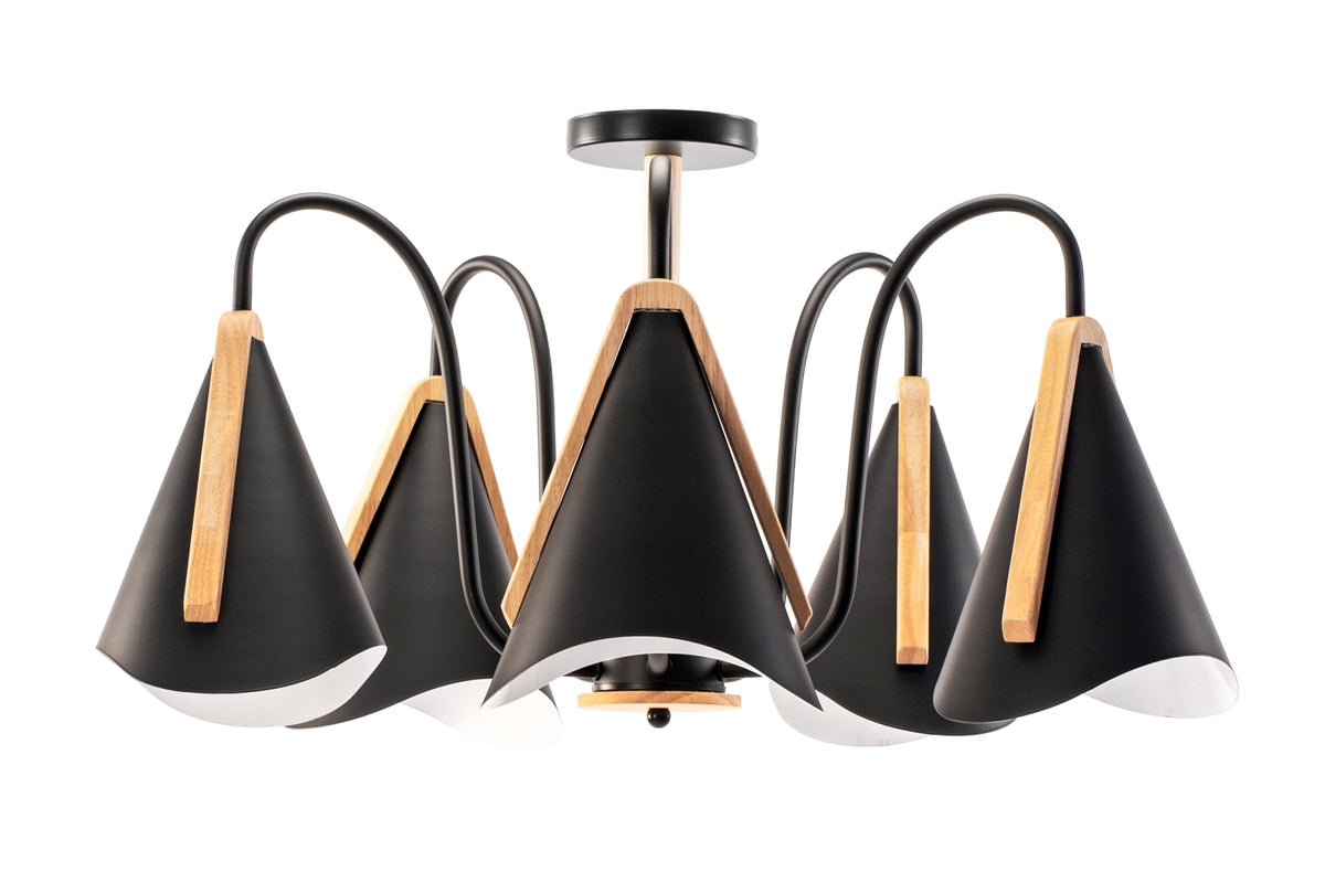 Lampa Neagră Cu Cinci Brațe Scandinave APP607-5C  1