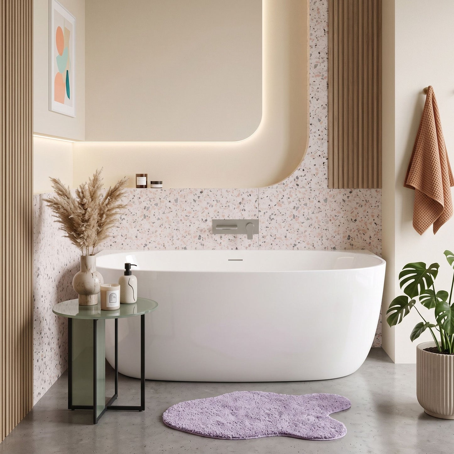 Cada Din Acril Freestanding Rea Eris 150cm Capac Dop Negru 7