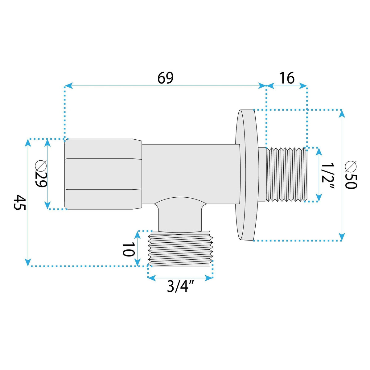 Robinet Colțar 02 1/2" X 3/4" Titan 7