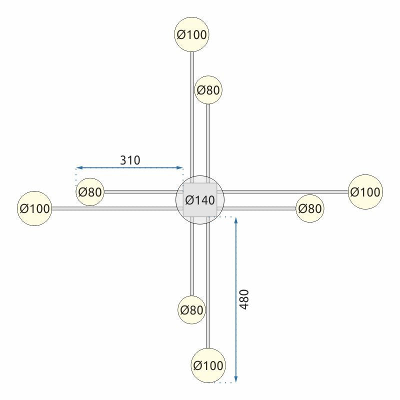 LAMPĂ MODERNĂ DE PLAFON NEGRA 8-BRAT LED APP523-8C  7