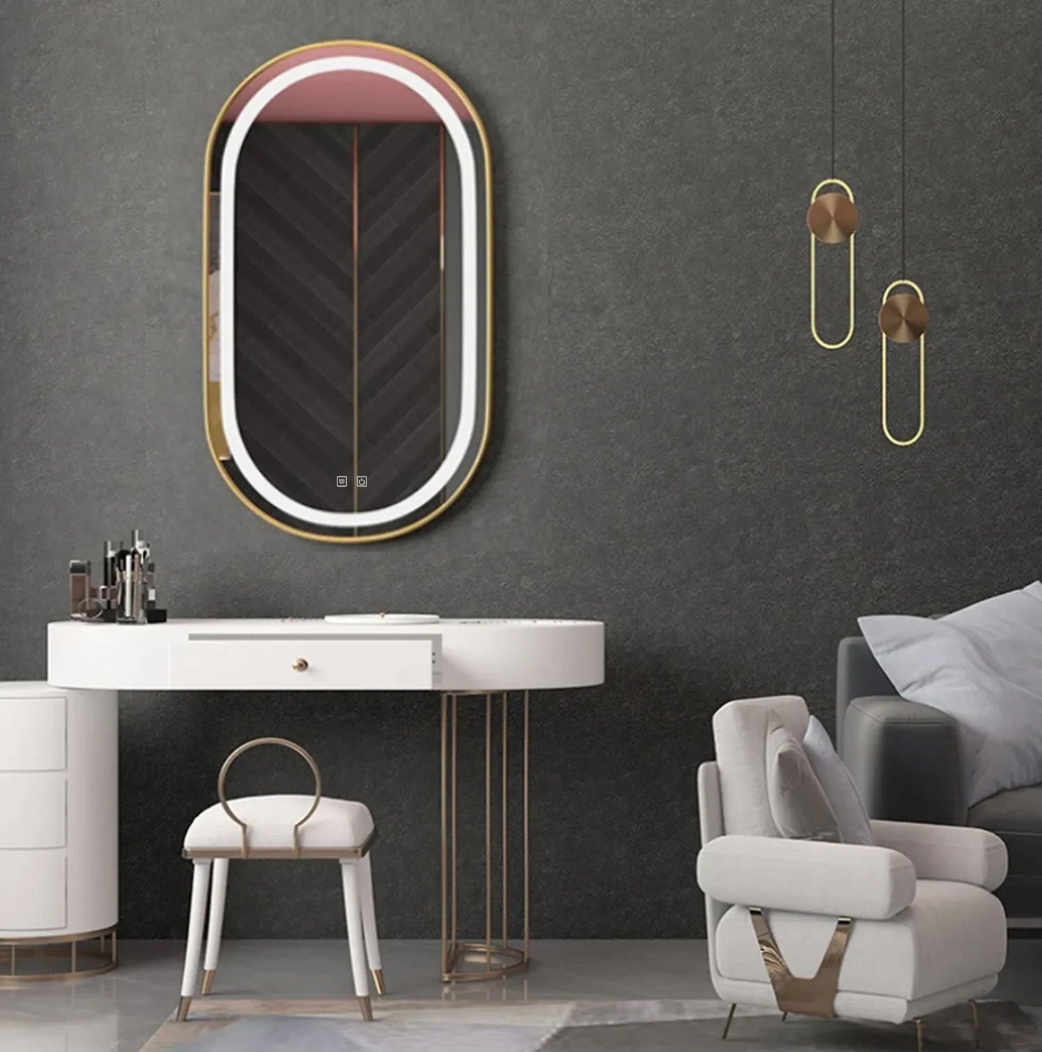 Oglindă LED OLL 60x90 cm Brush Gold  4