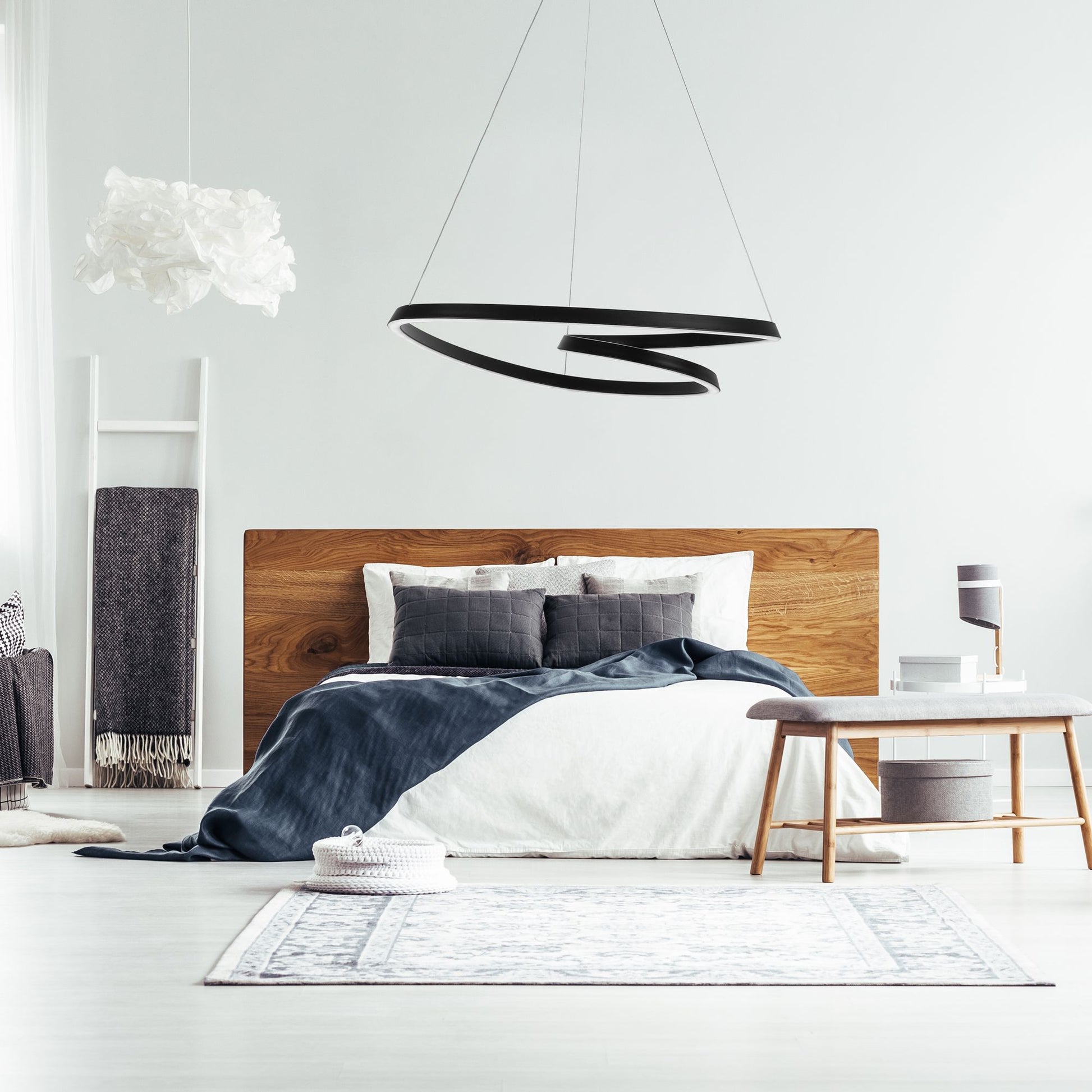 Lampă suspendată de tavan LED modern + telecomandă APP796-cp Negru  9