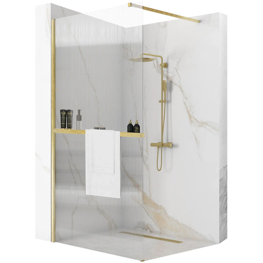 Panou de duș Rea Aero Intimo Gold Brush 120 Walk In + EVO 1