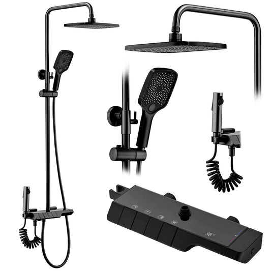 Coloana de dus cu termostat REA ROB Black  1