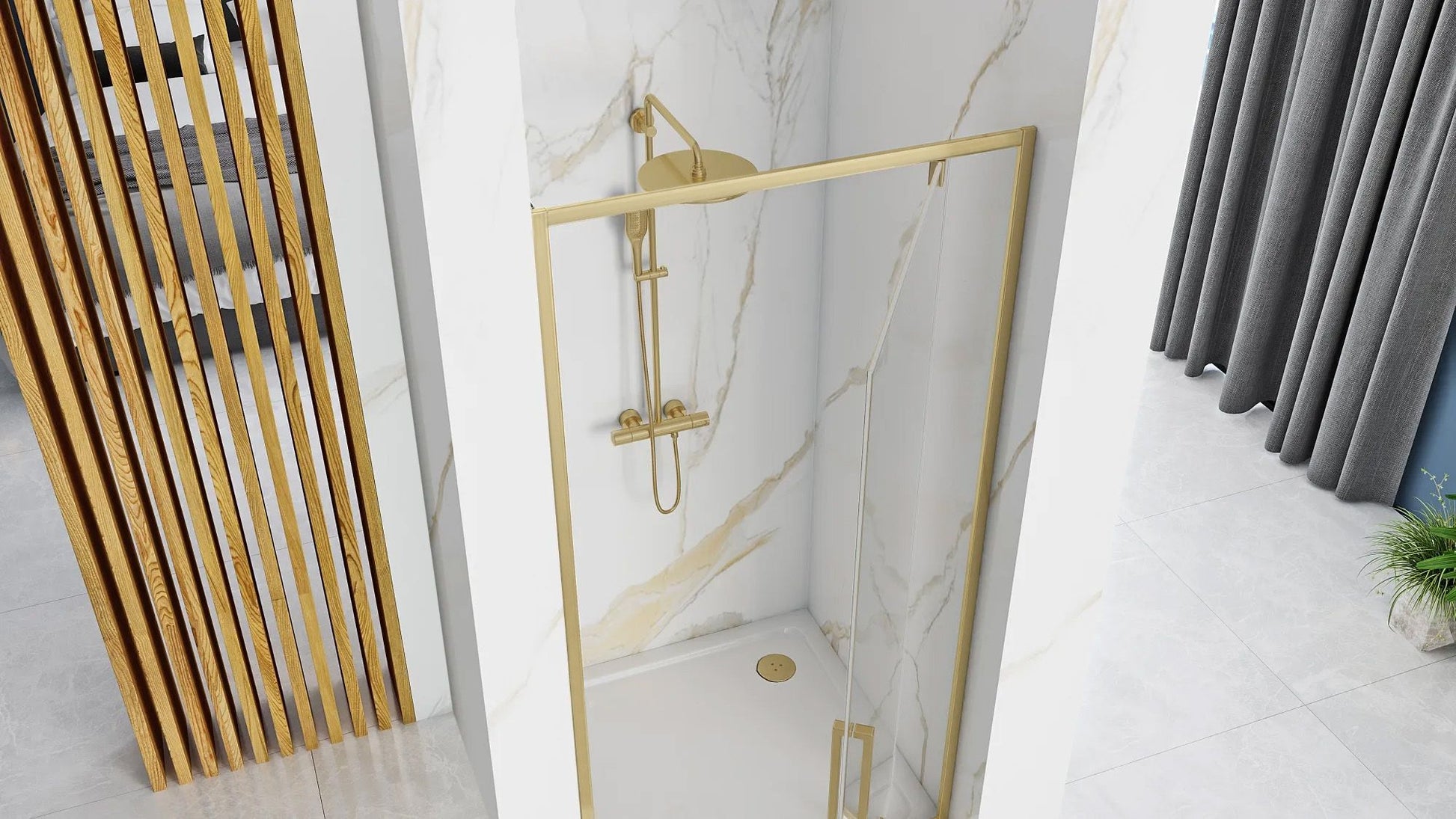 Ușă de duș Batanta REA Rapid Swing Brush Gold 100  5
