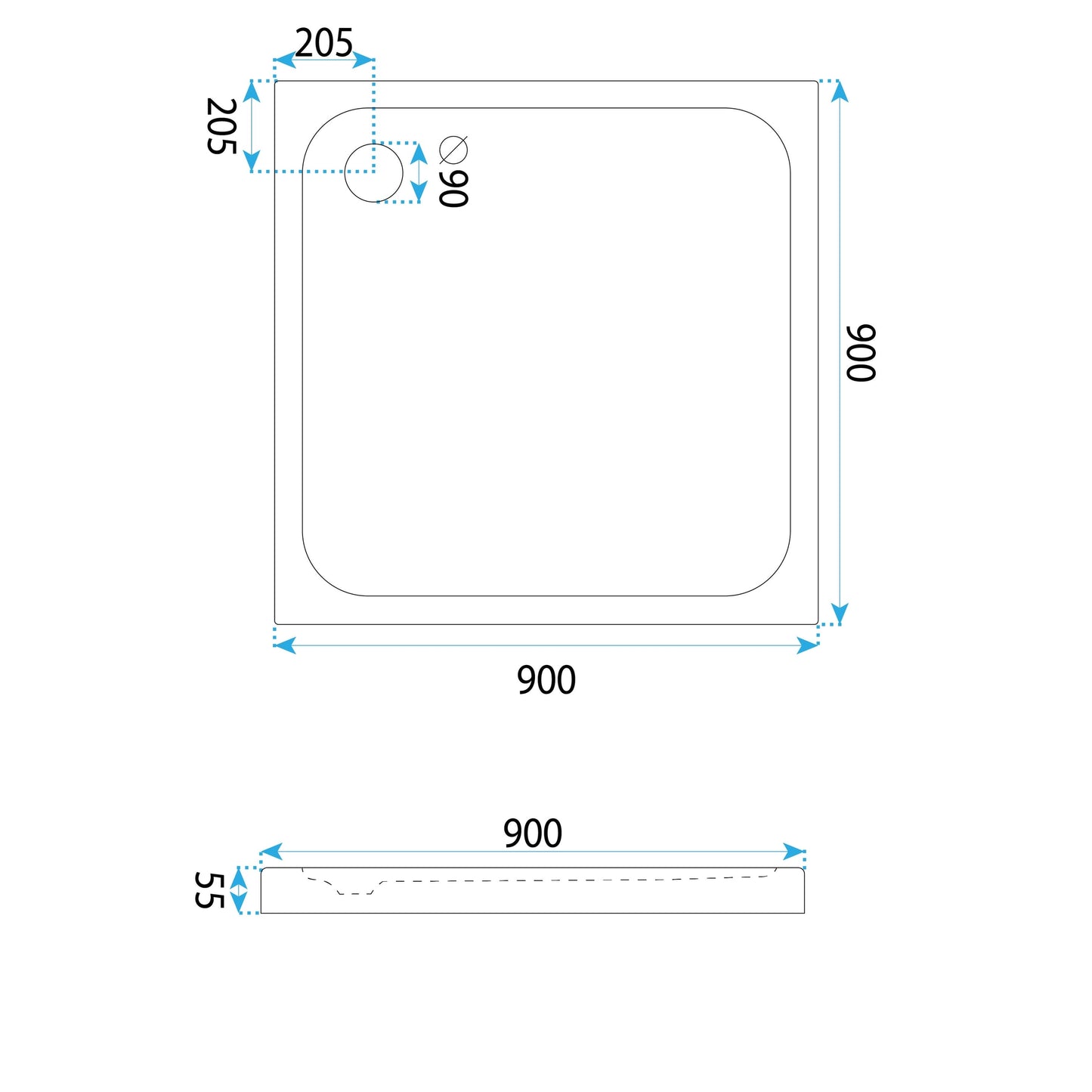 Cada Pentru Dus Din Acril Rea Belmond White 90x90  5