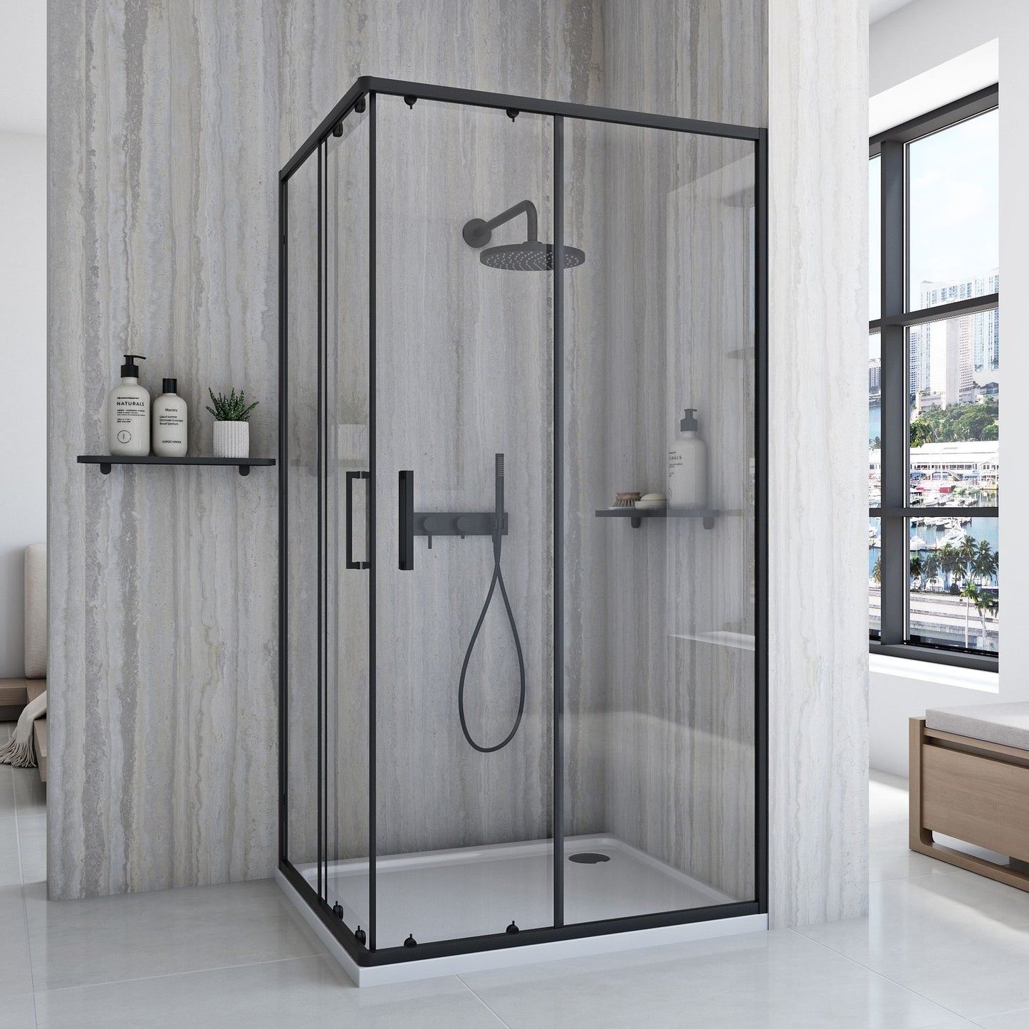 Cabină de duș Rea City 80x100 cm Black fara cadita 2