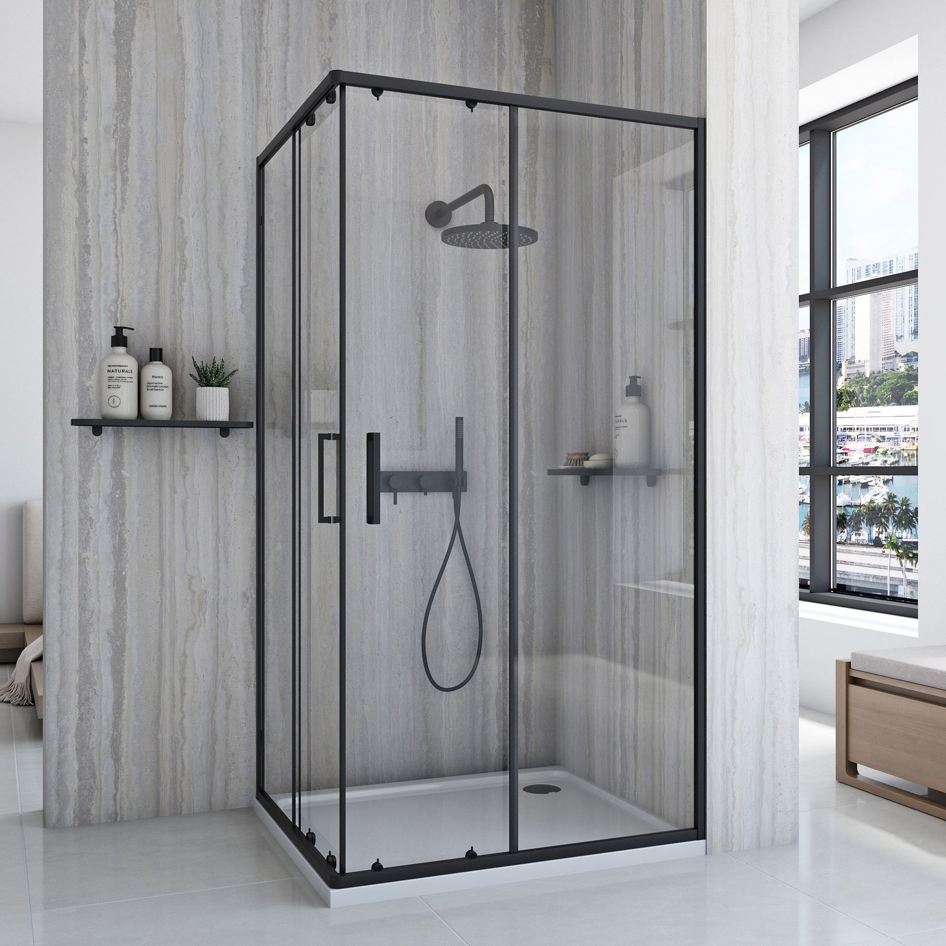 Cabină de duș Rea City 80x100 cm Black fara cadita 2