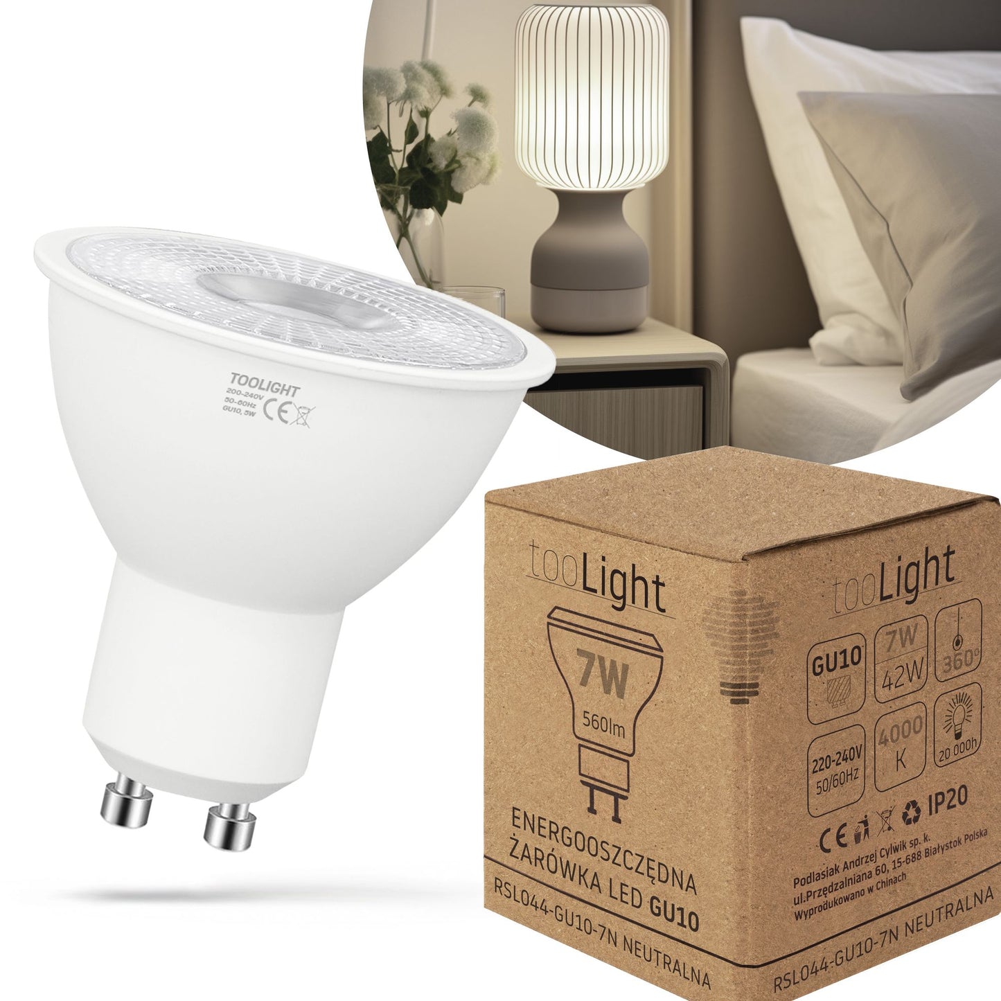 Bec cu LED RSL044 GU10 7W Neutral  1