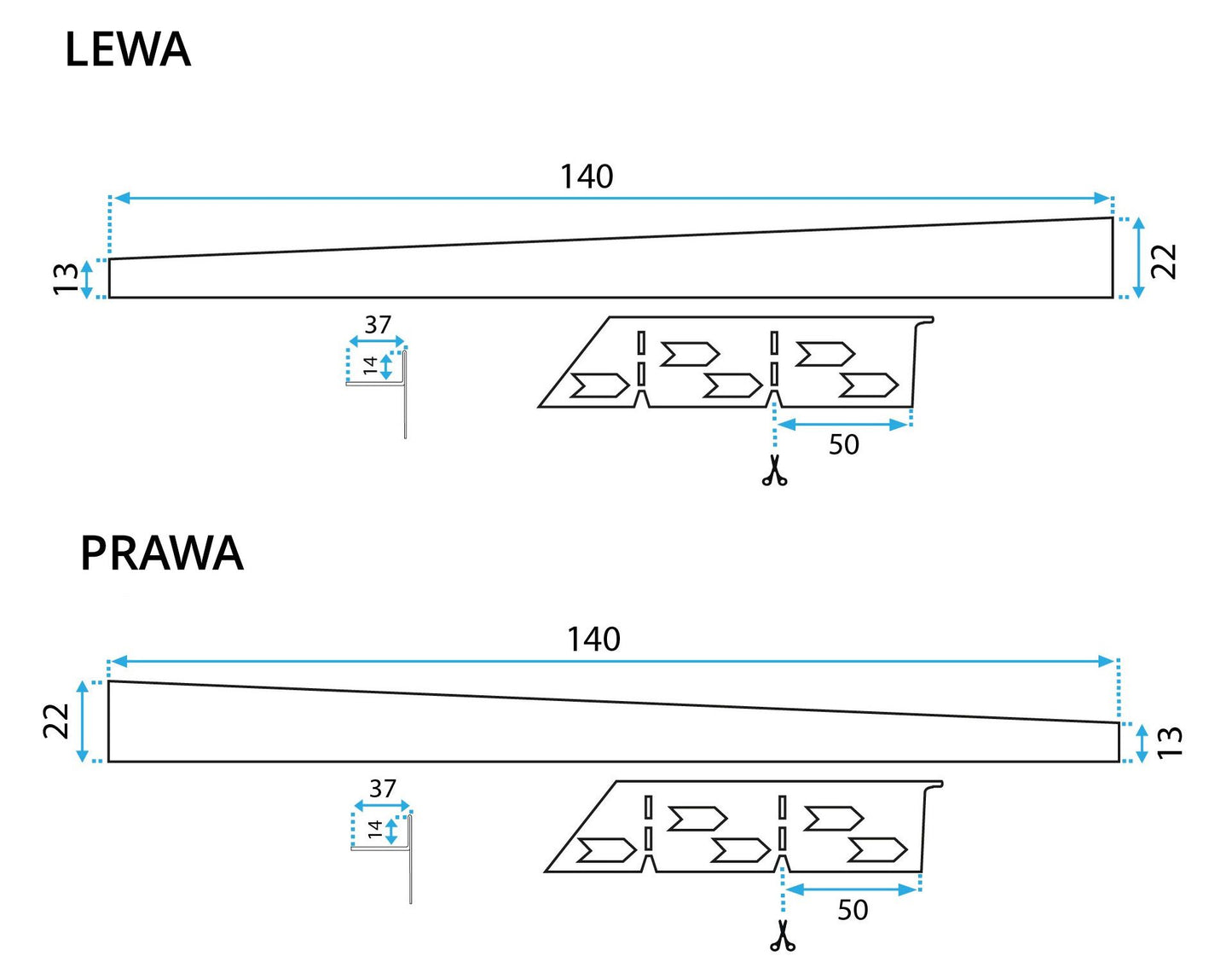 Profil de panta cadita de dus 140cm Black dreapta 10
