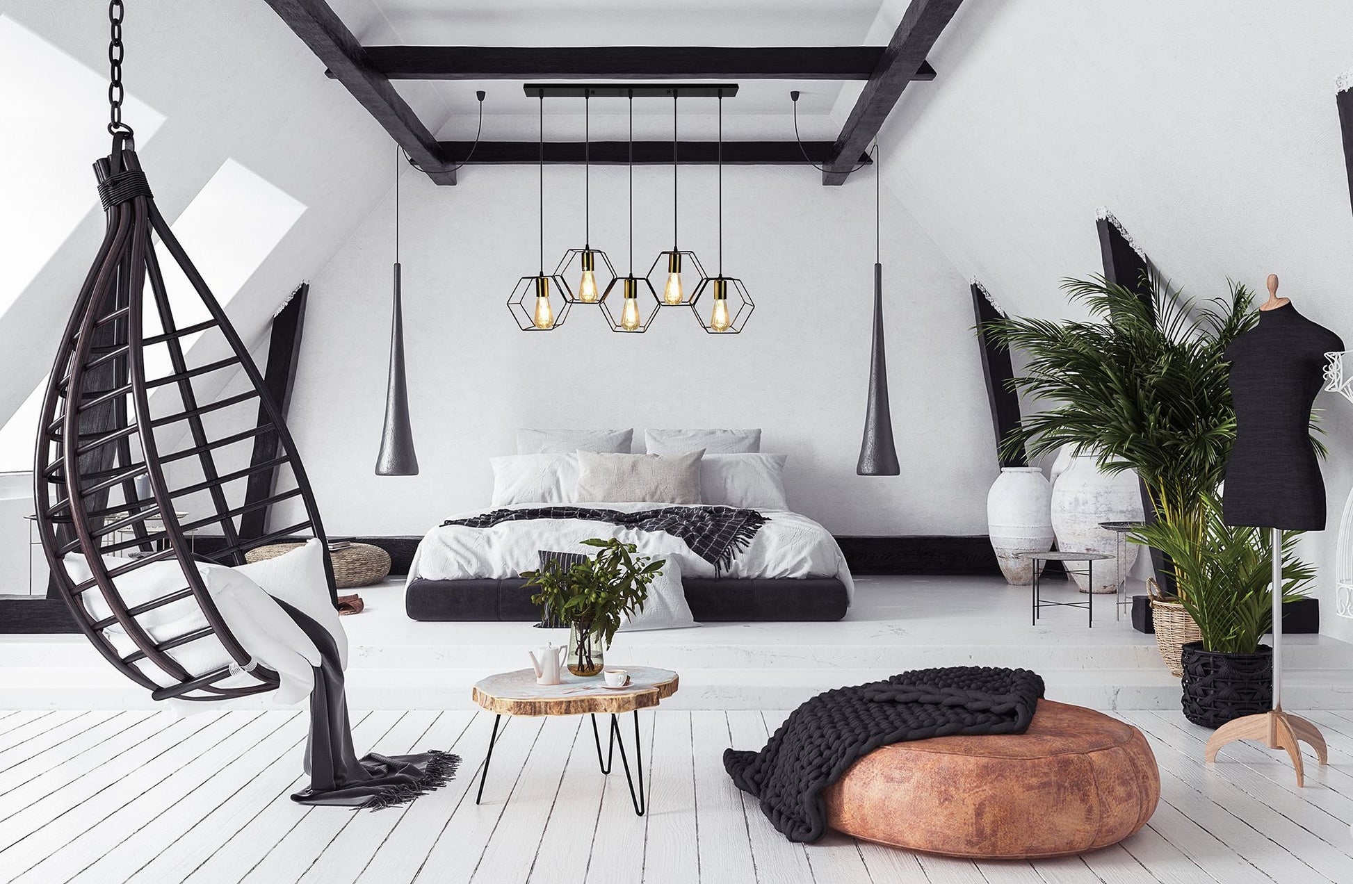 Lampă suspendată APP1133-5CP Black Gold  4