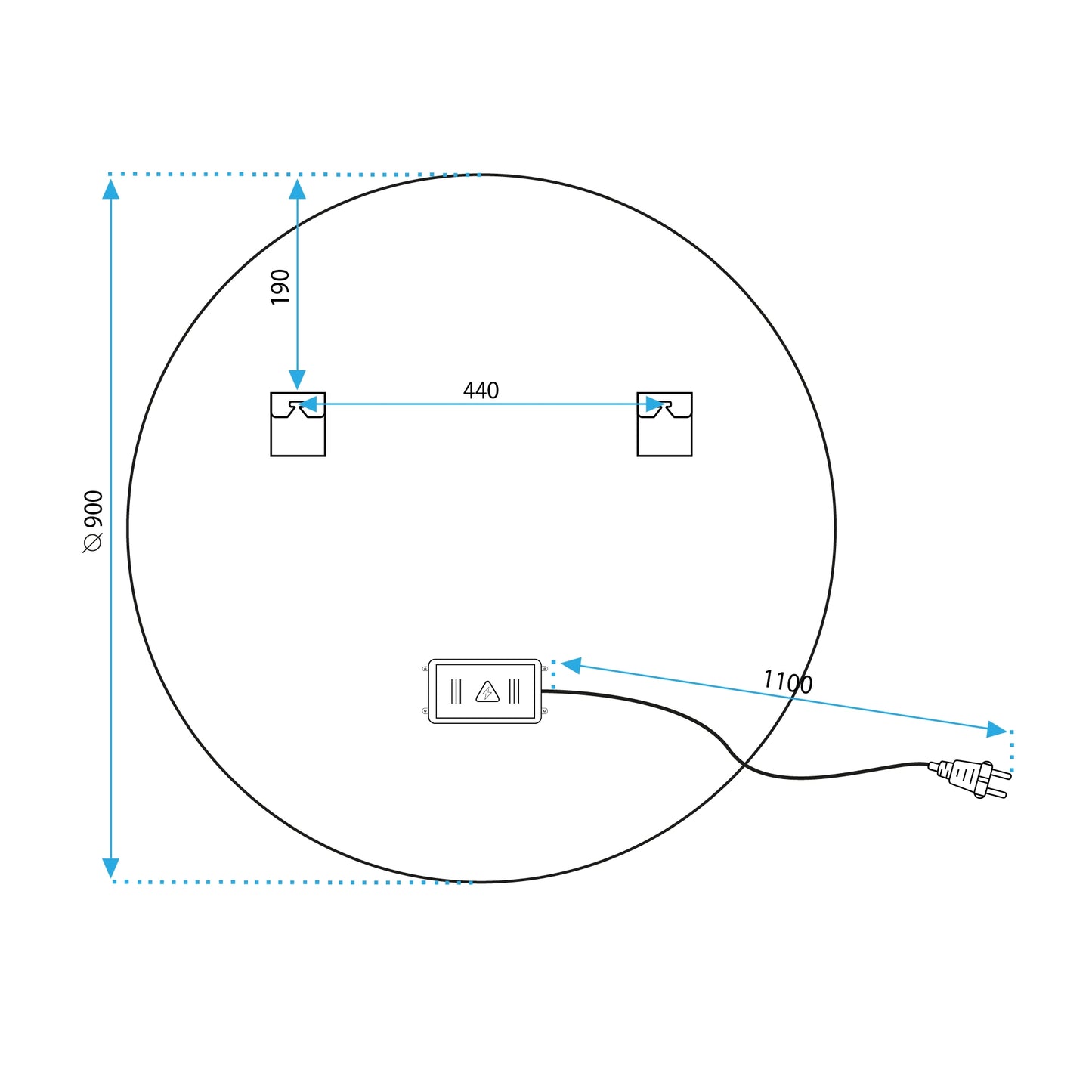 Oglindă Led 90cm Mmj Black  10