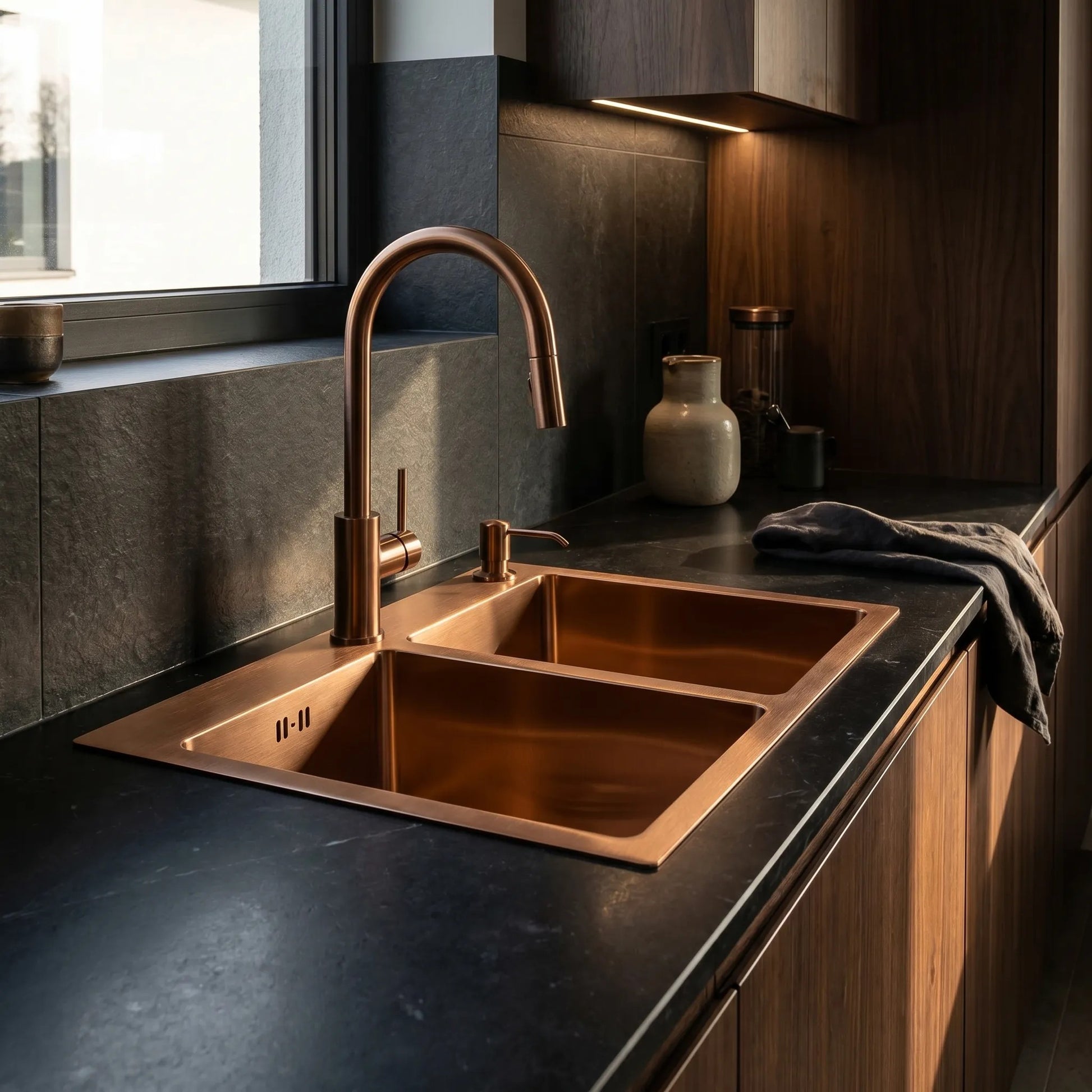 Chiuvetă inox Toby BRUSH COPPER fără robinet de bucătărie 7