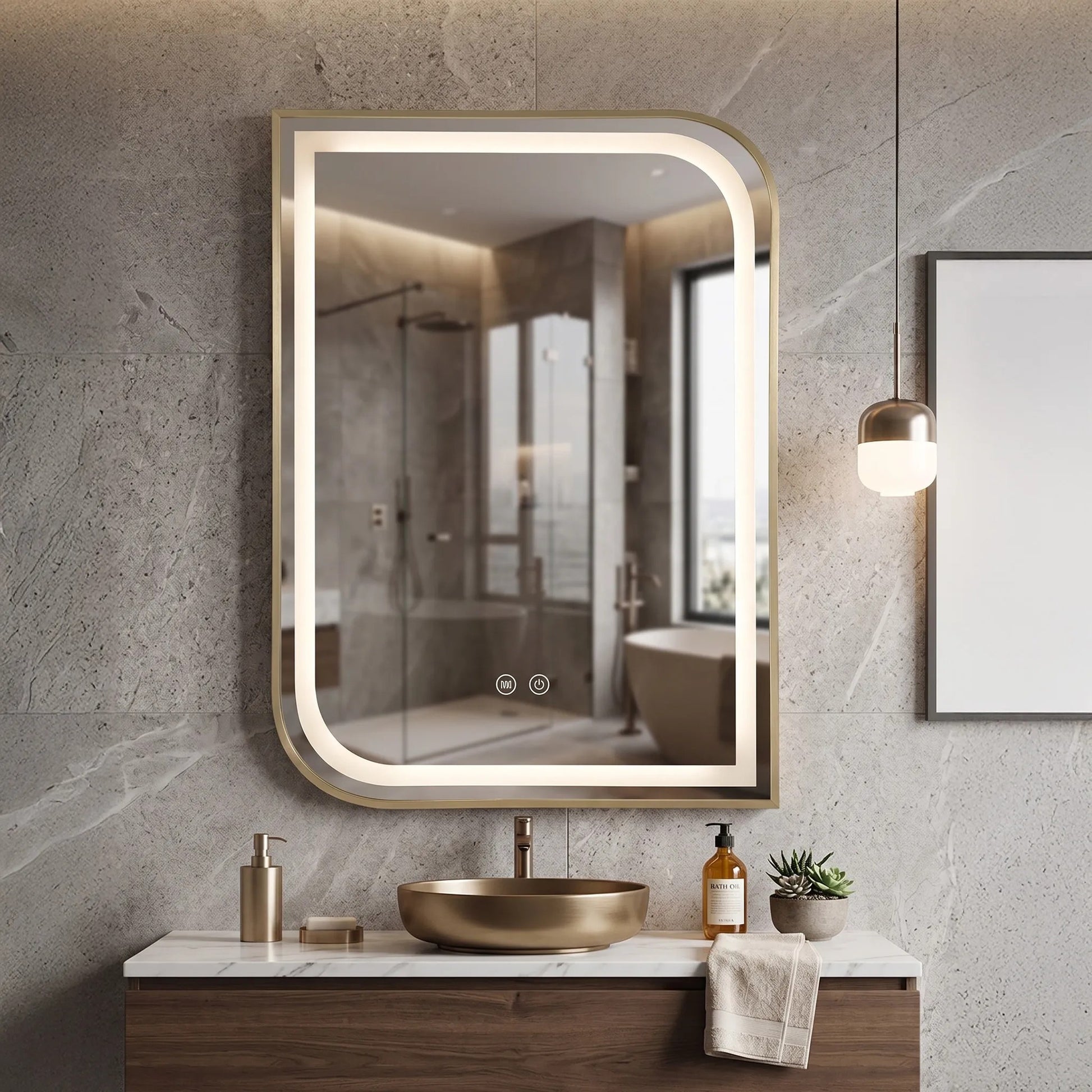 Oglindă LED ZONE 80X60 GOLD BRUSH  7
