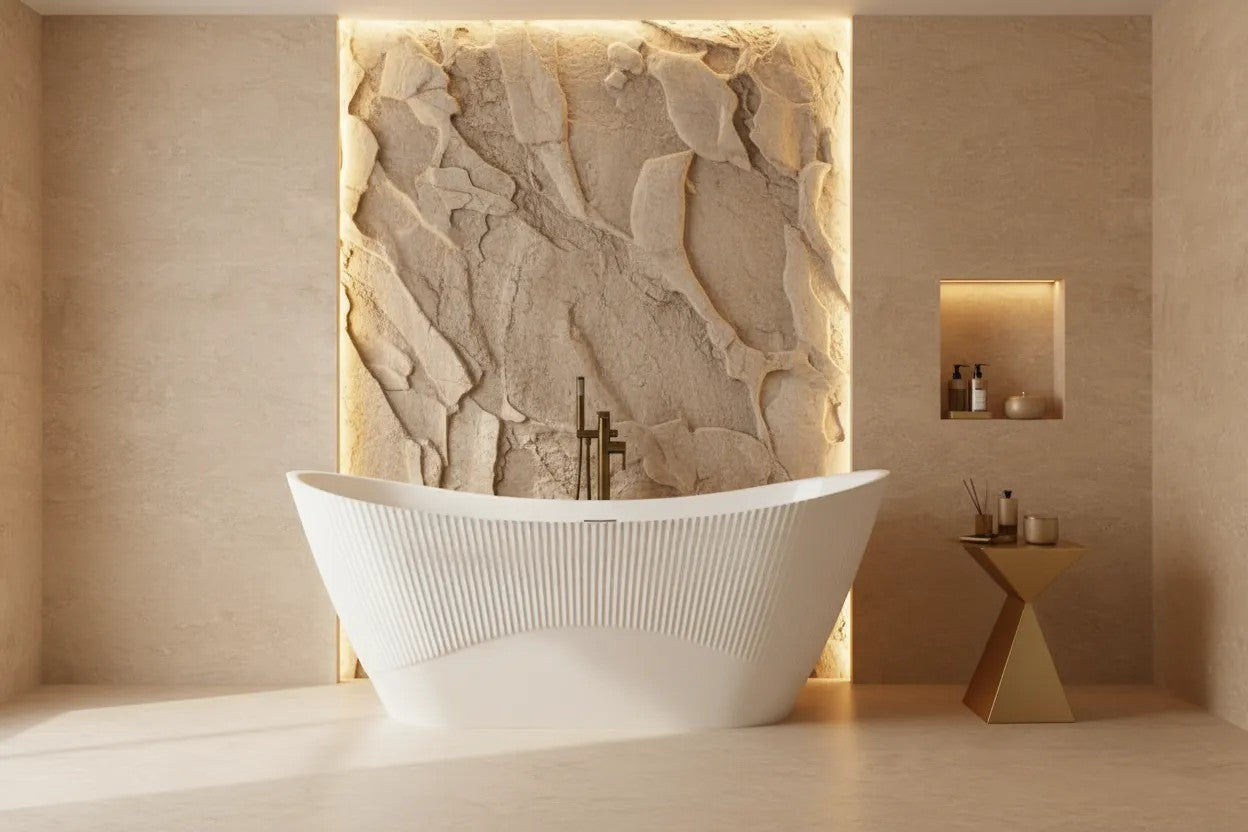 Cadă acrilică freestanding ATENA 170 Capac dop aur periat 7