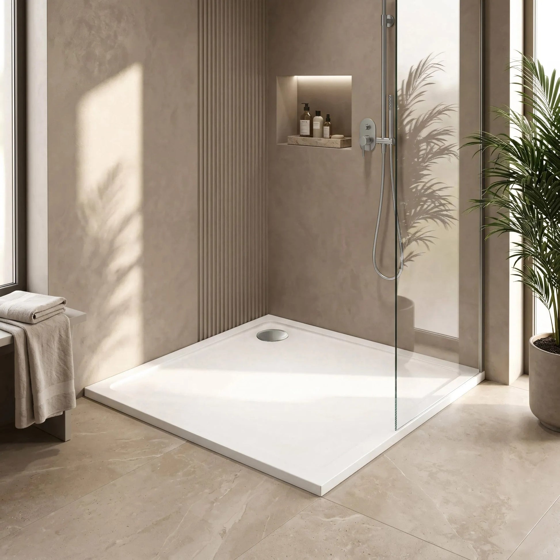 Cada pentru dus din acril Rea Savoy alb  90x90 Capac cupru periat 7