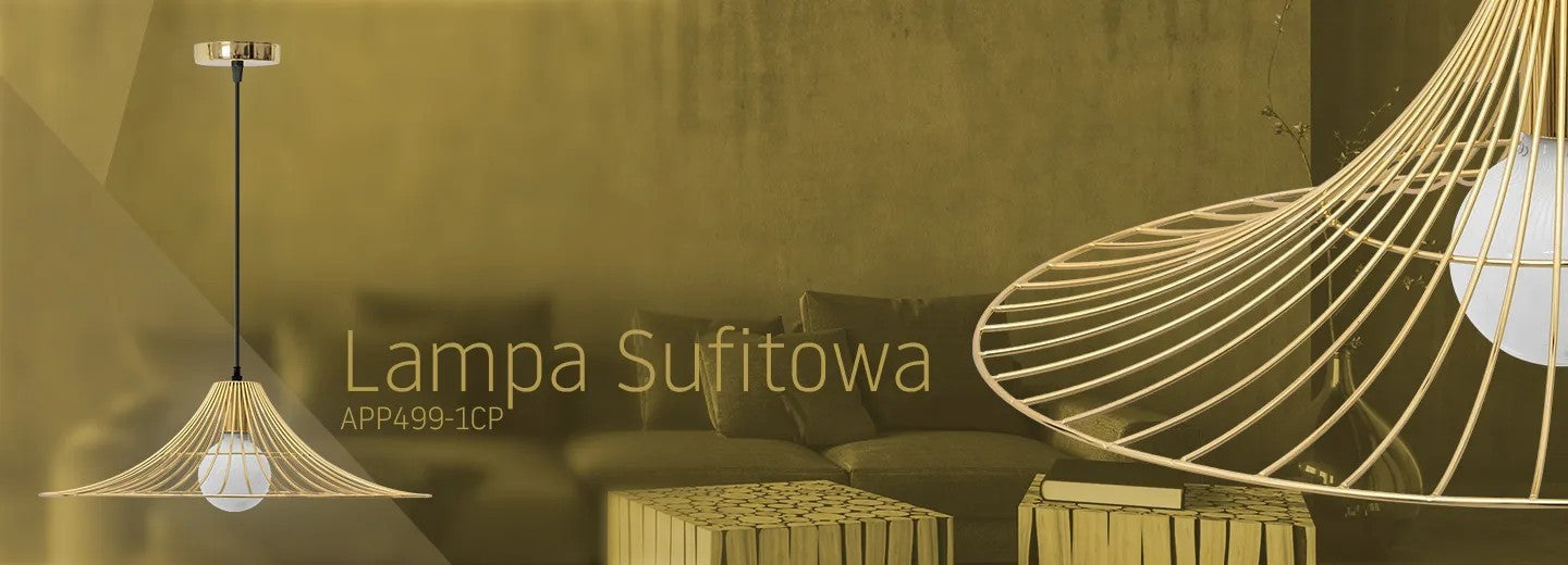 Lămpa de tavan suspendata plata rotunda Loft auriu APP499-1CP  7