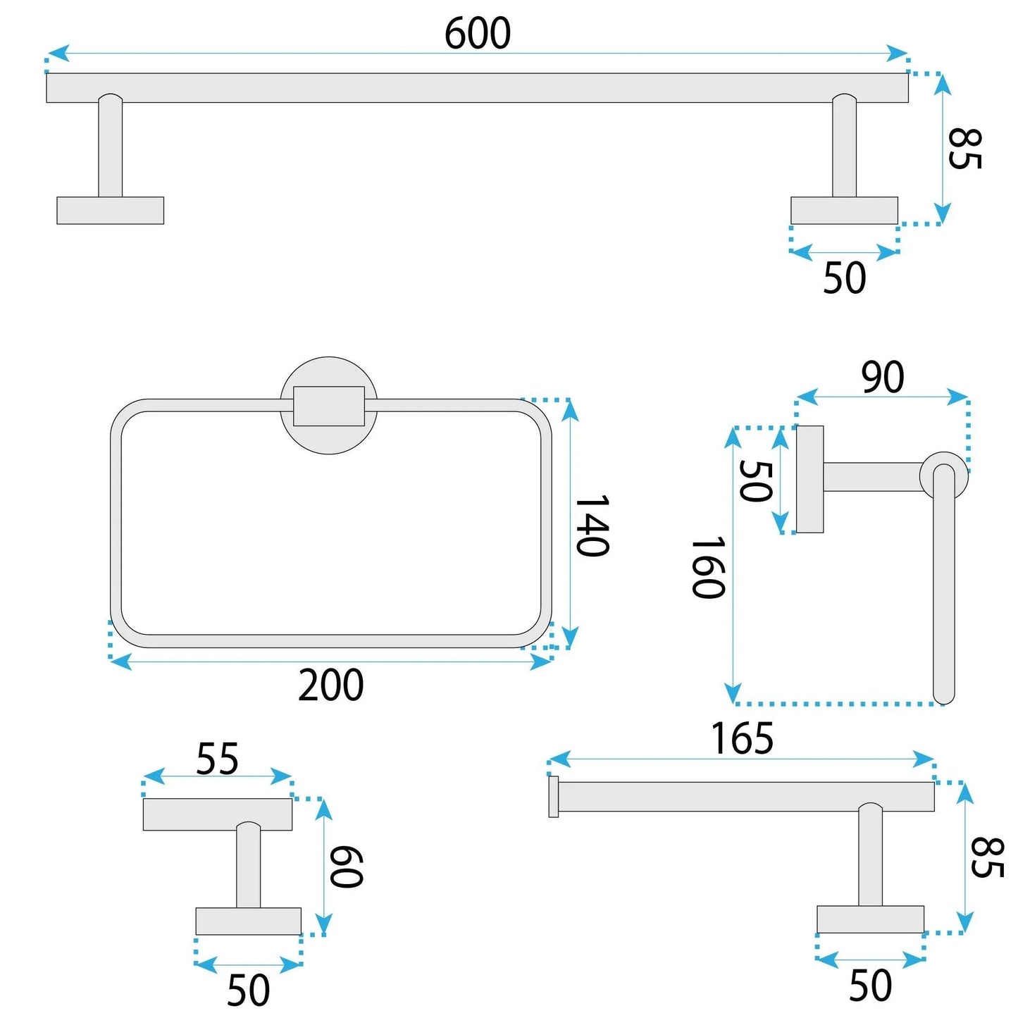 Set accesorii pentru baie GRID Titan 4 piese  7