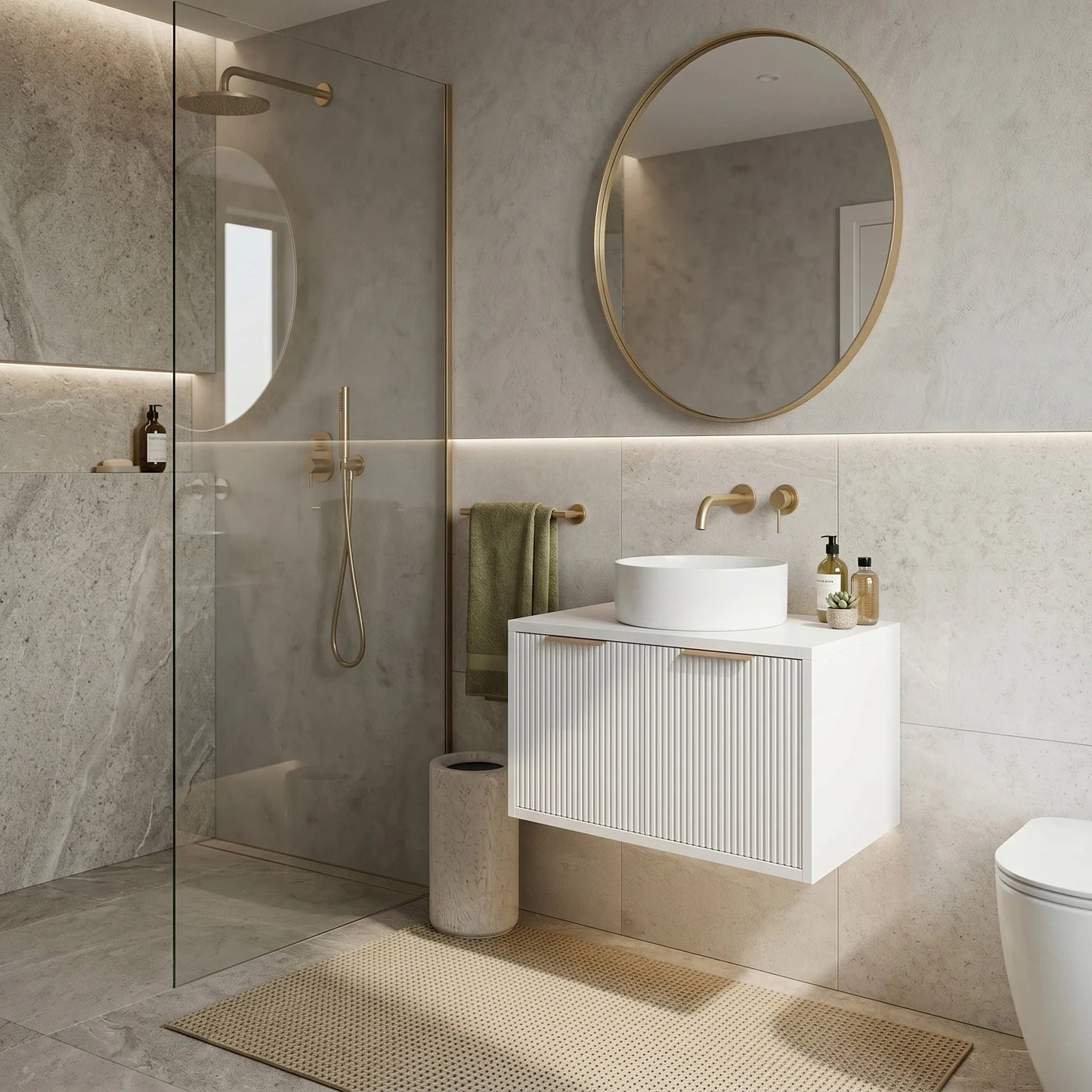 Dulap baie pentru lavoar Rea Core 60cm White  7