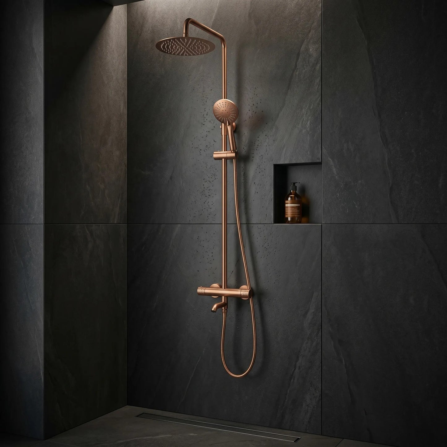 Coloana de dus cu termostat Lungo Diamond Copper Brush  7
