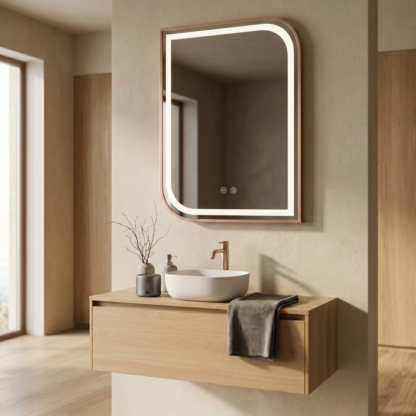 Oglindă LED ZONE 80x60 BRUSH  ROSE GOLD  7