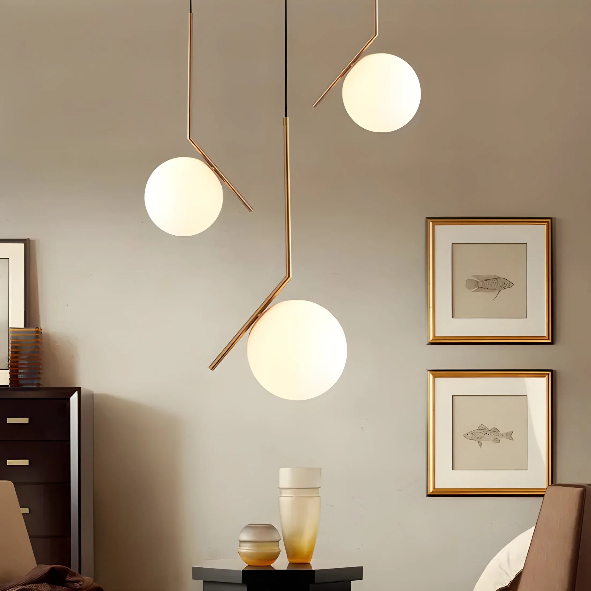 Lampă de tavan suspendata din sticlă aurie alba G106-1W Gold White  7