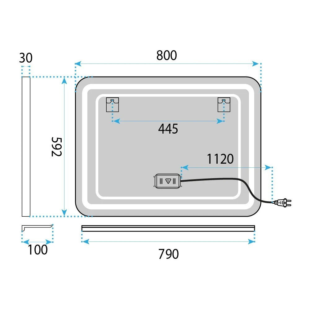 Oglindă de perete LED cu raft 80x60 cm L-8060  7