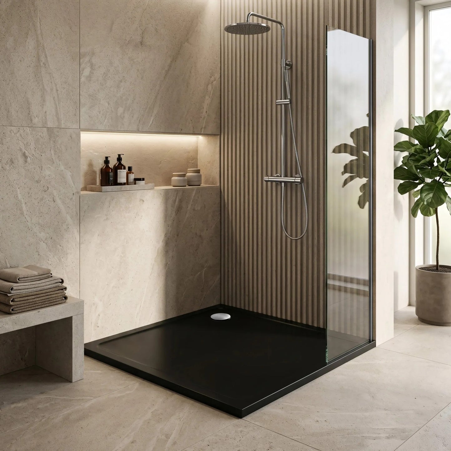 Cada pentru dus din acril Rea Savoy negru 90x90 Capac cupru periat 7